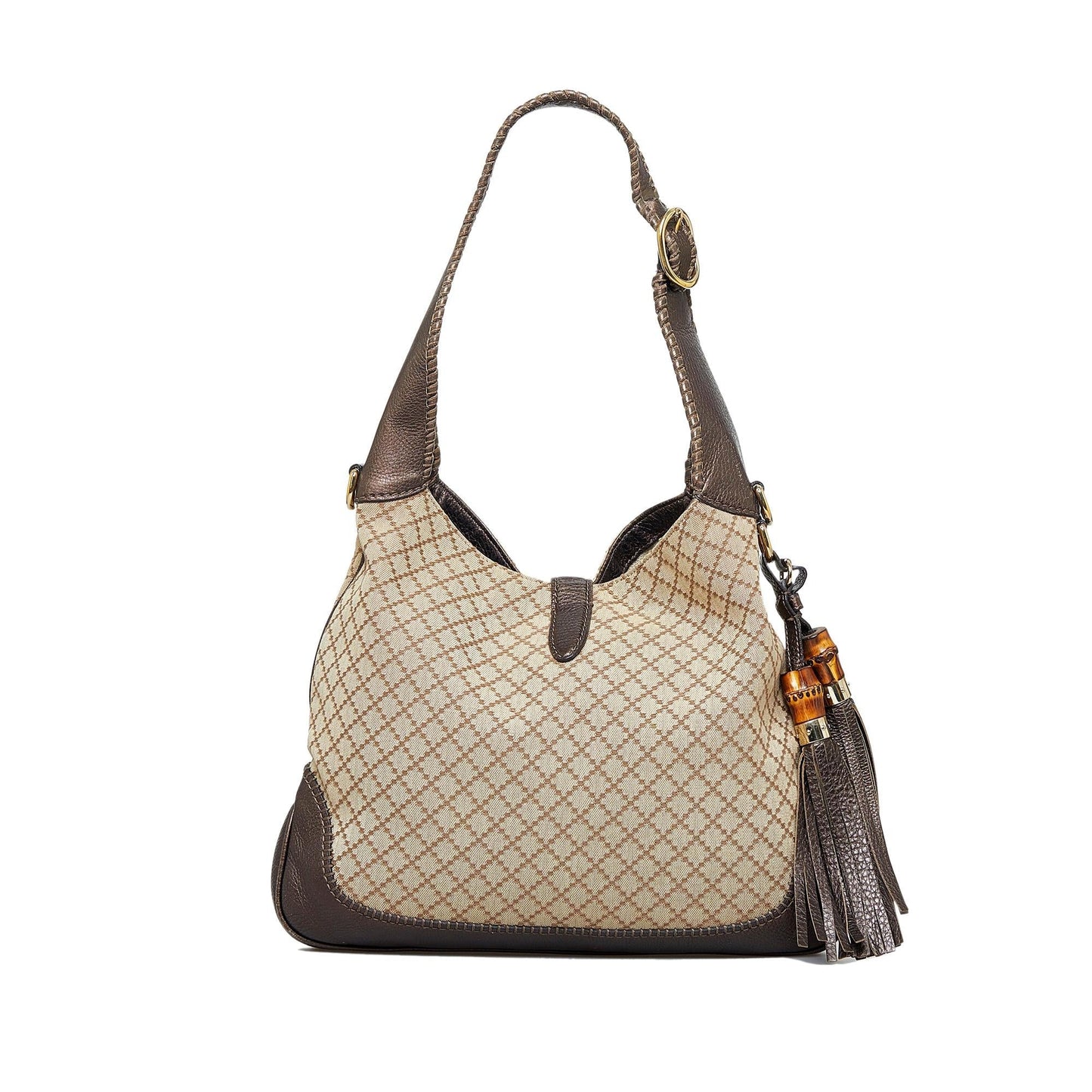 Gucci Diamante New Jackie SHG-IZNyvR Canvas Brown Satchel Bag
