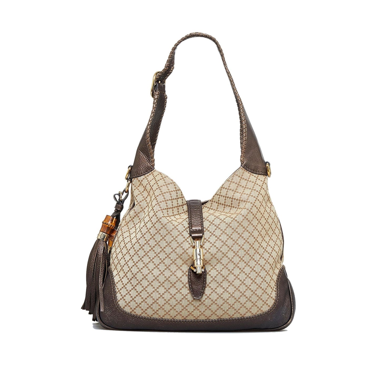 Gucci Diamante New Jackie SHG-IZNyvR Canvas Brown Satchel Bag