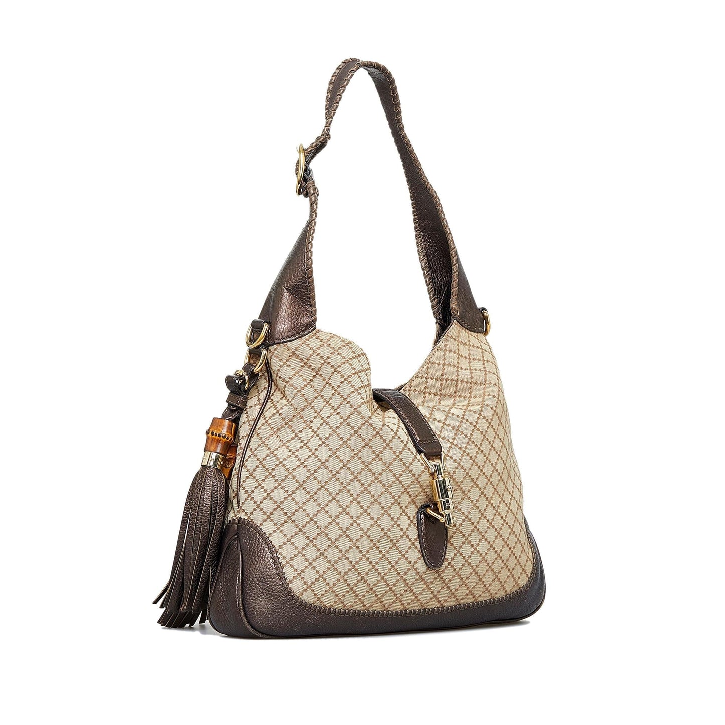 Gucci Diamante New Jackie SHG-IZNyvR Canvas Brown Satchel Bag
