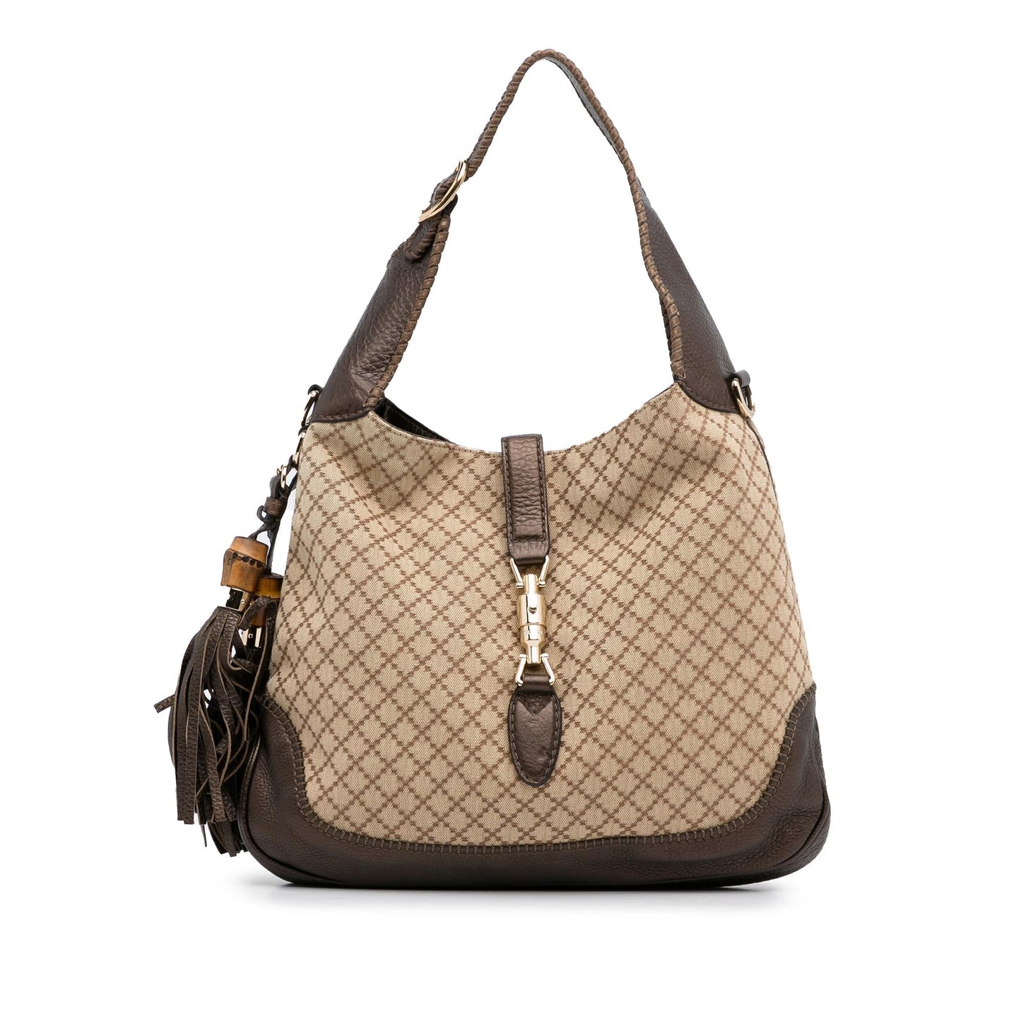 Gucci Diamante New Jackie SHG-evECVW Canvas Brown Satchel Bag
