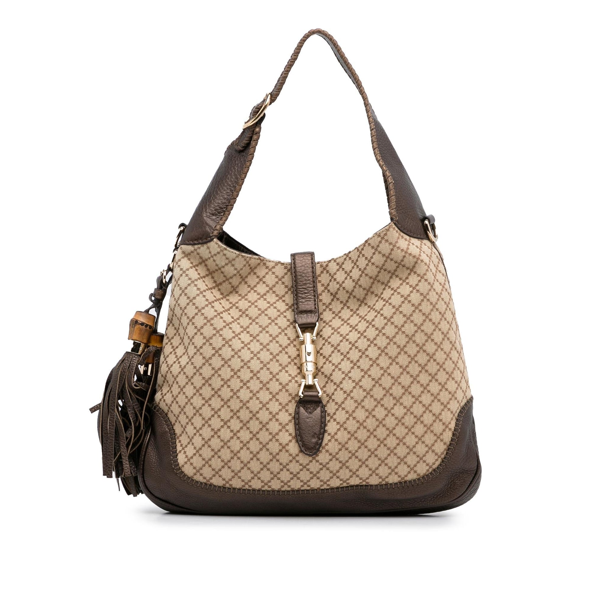 Gucci Diamante New Jackie SHG-evECVW Canvas Brown Satchel Bag