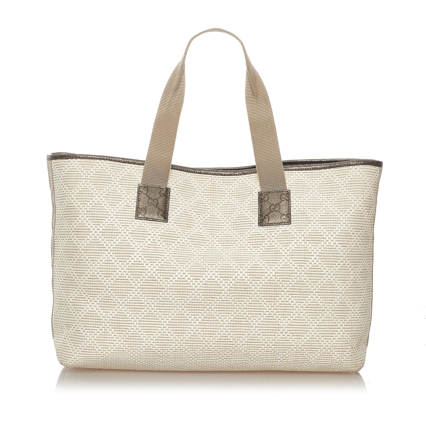 Gucci Diamante SHG Raffia White Grey Tote Bag