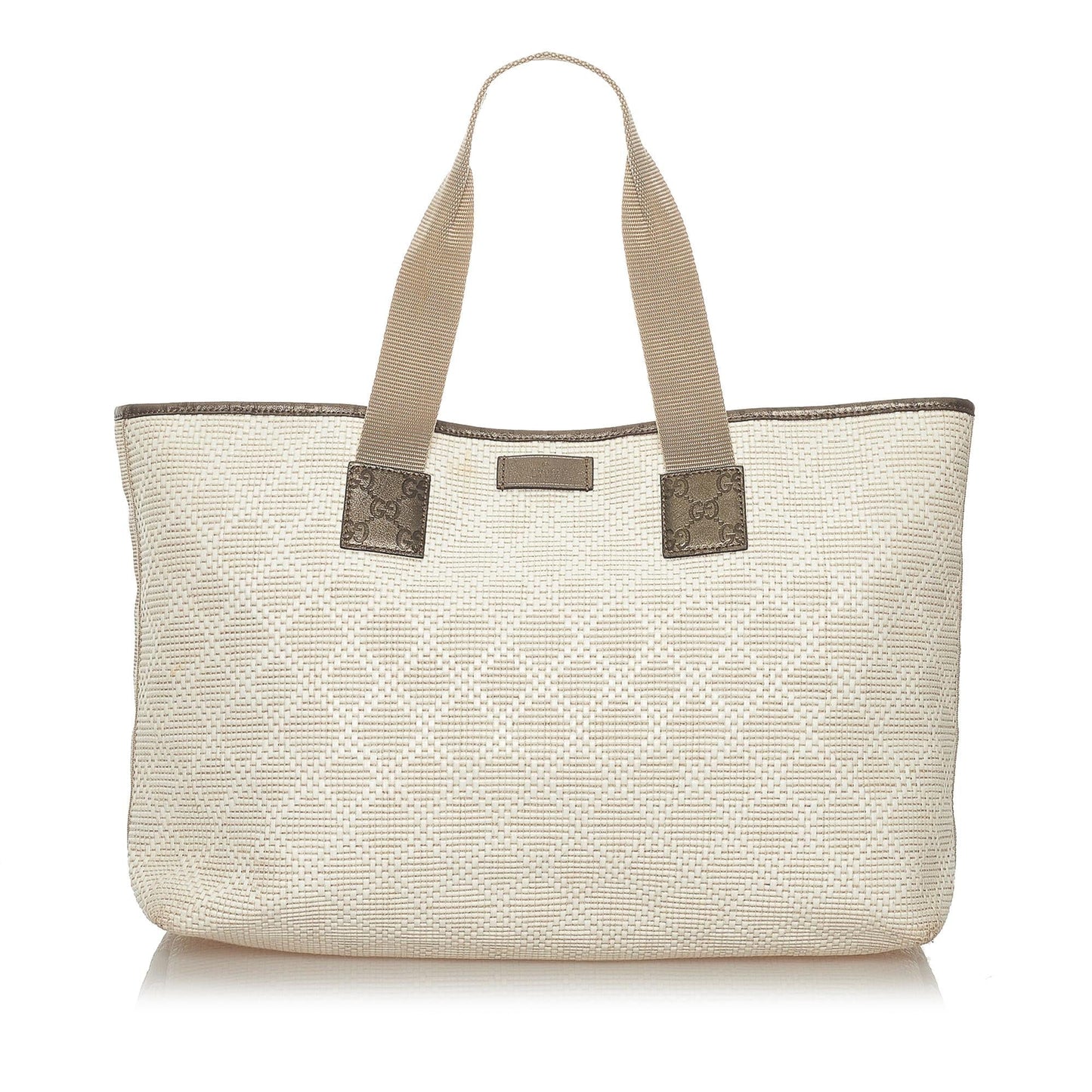 Gucci Diamante SHG Raffia White Grey Tote Bag