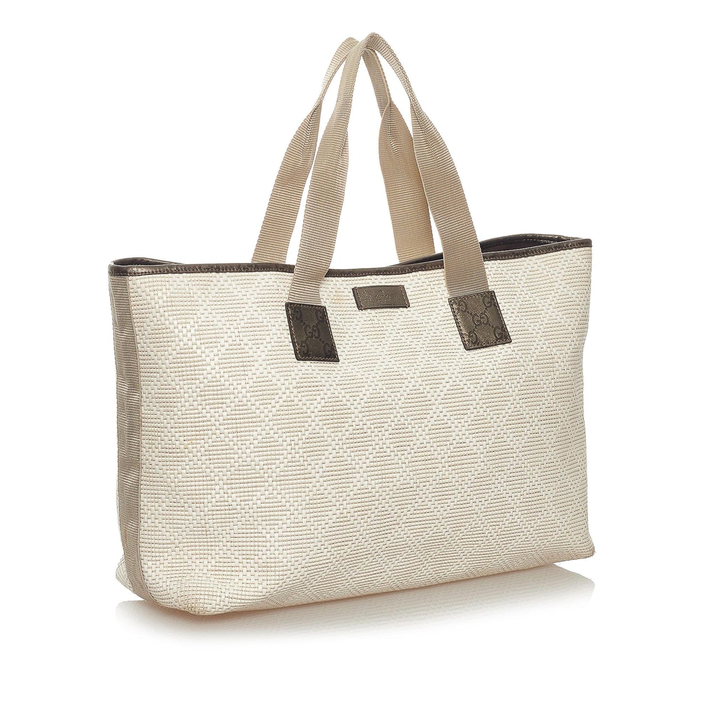 Gucci Diamante SHG Raffia White Grey Tote Bag