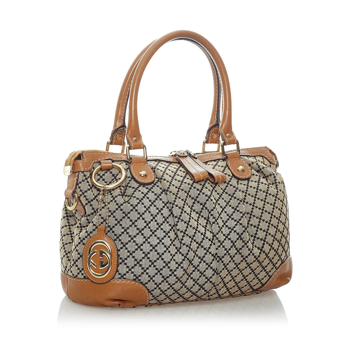 Gucci Diamante Sukey SHG Canvas Brown Satchel Bag