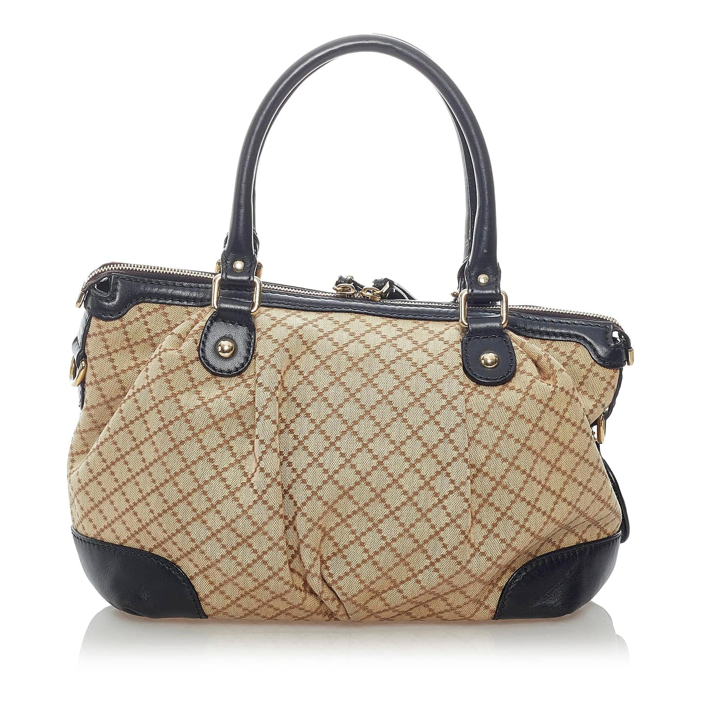 Gucci Diamante Sukey SHG Canvas Black Brown Satchel Bag Satchel Shg