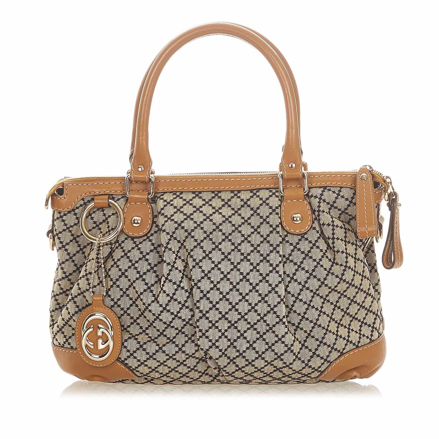 Gucci Diamante Sukey SHG-iZTtvz Canvas Brown Satchel Bag