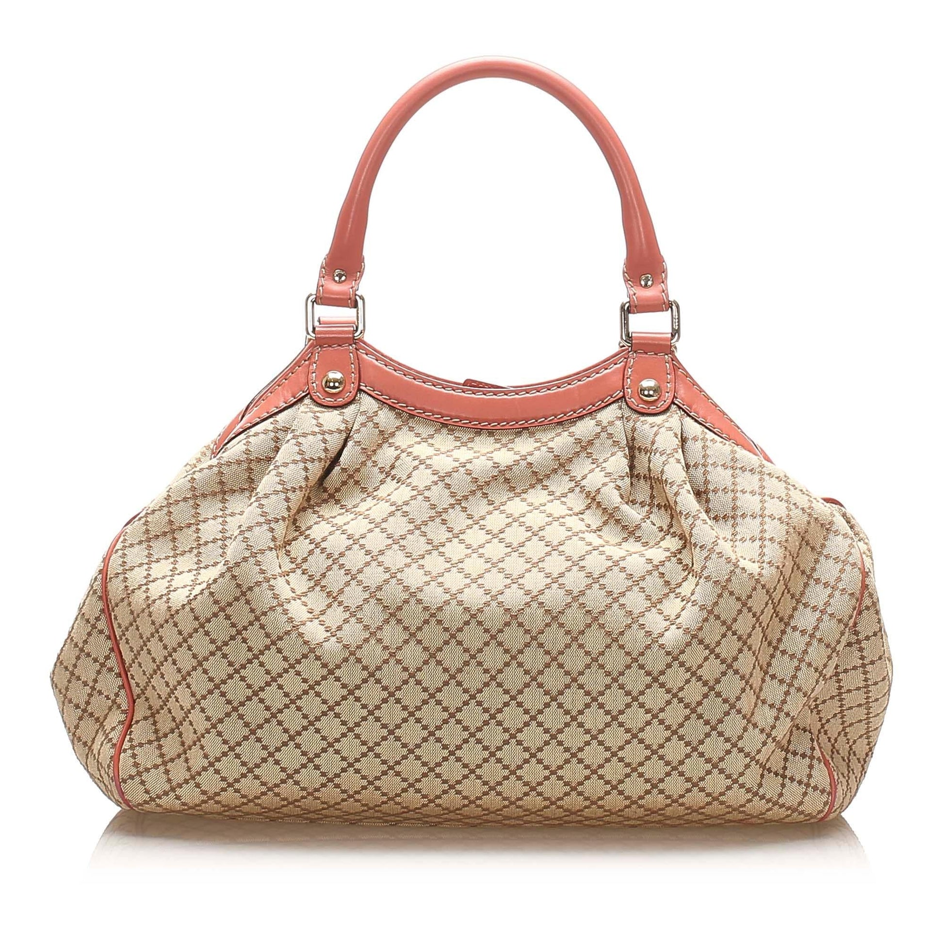 Gucci Diamante Sukey SHG Canvas Brown Pink Tote Bag Bag Shg