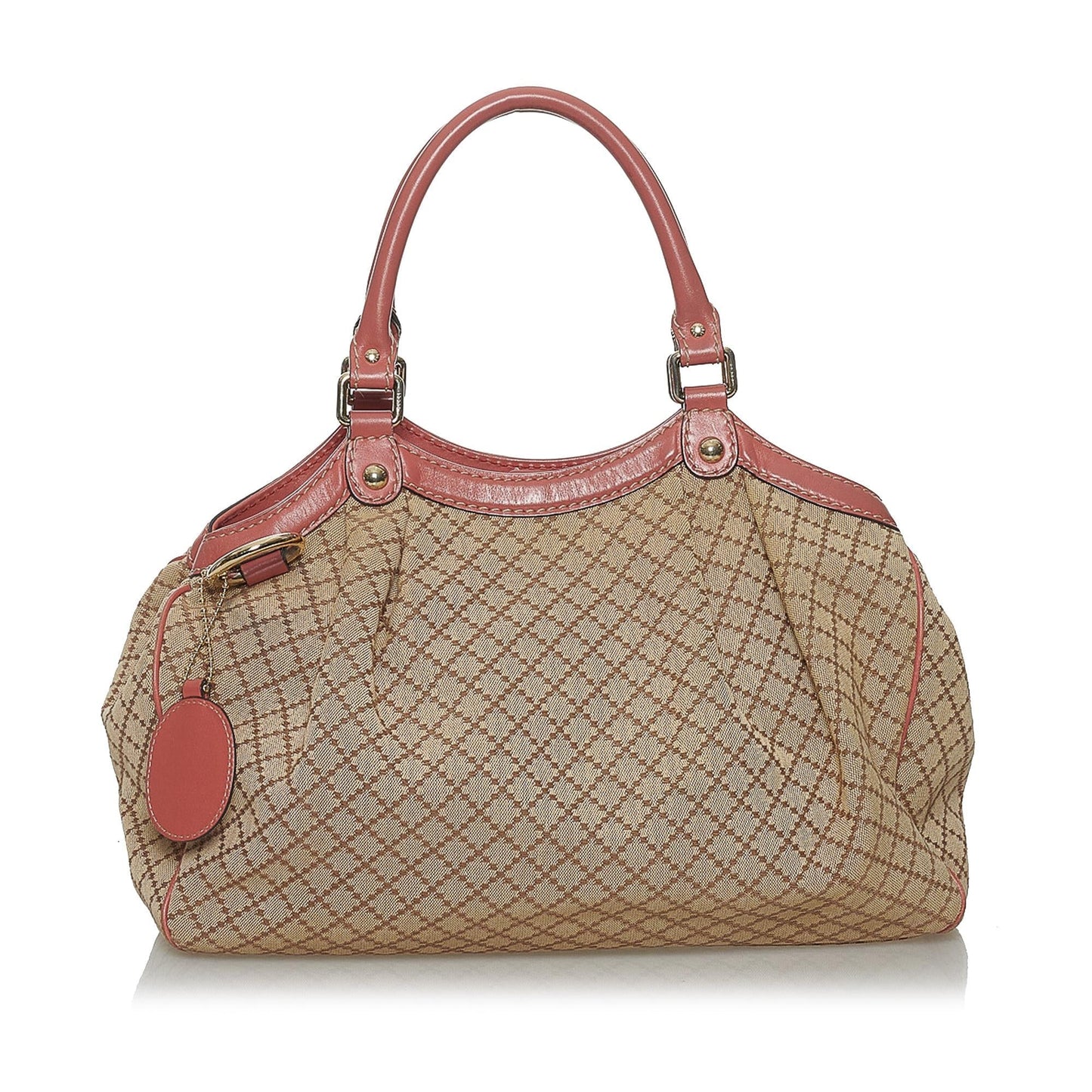 Gucci Diamante Sukey SHG Canvas Brown Pink Tote Bag 3