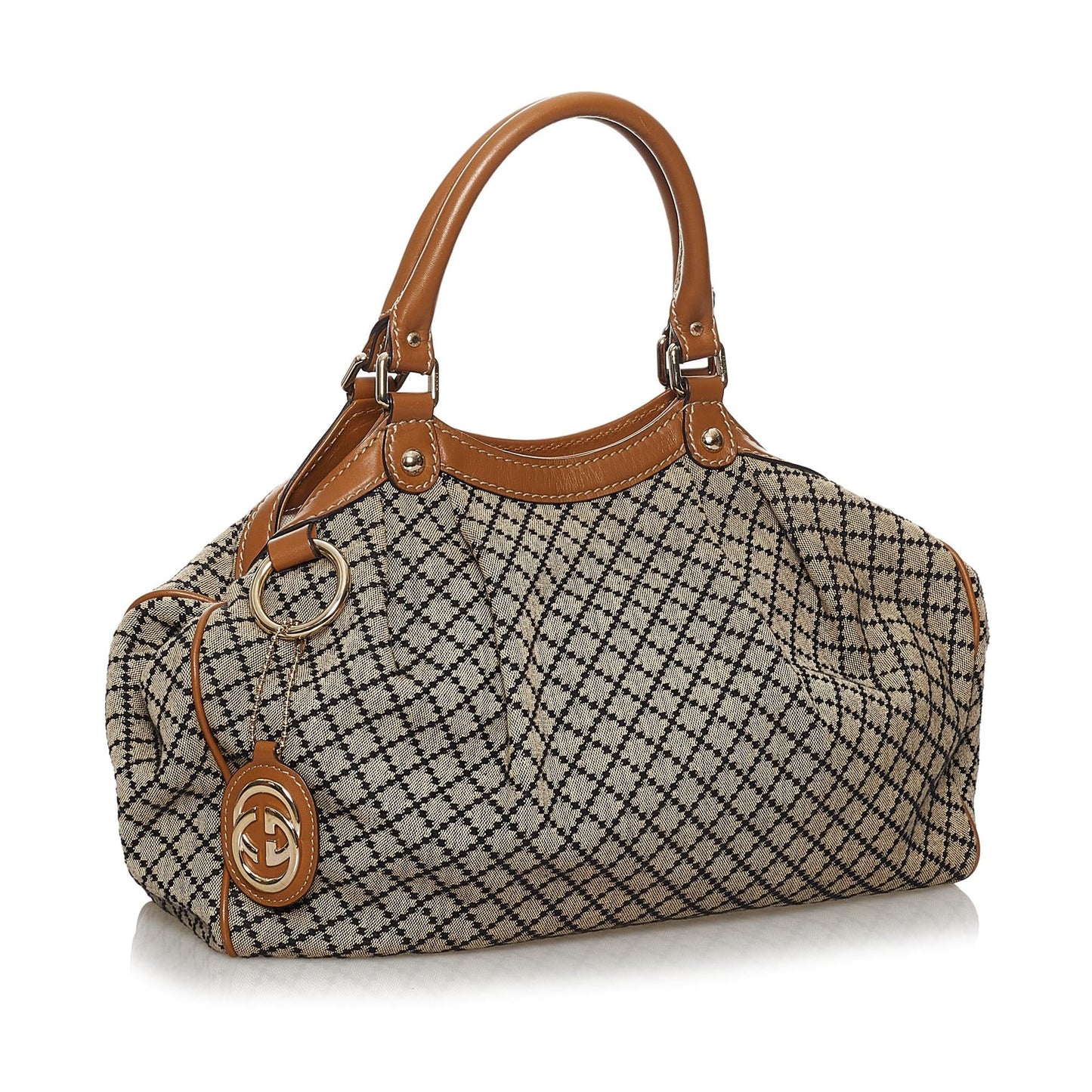 Gucci Diamante Sukey SHG Canvas Calf Brown Tote Bag