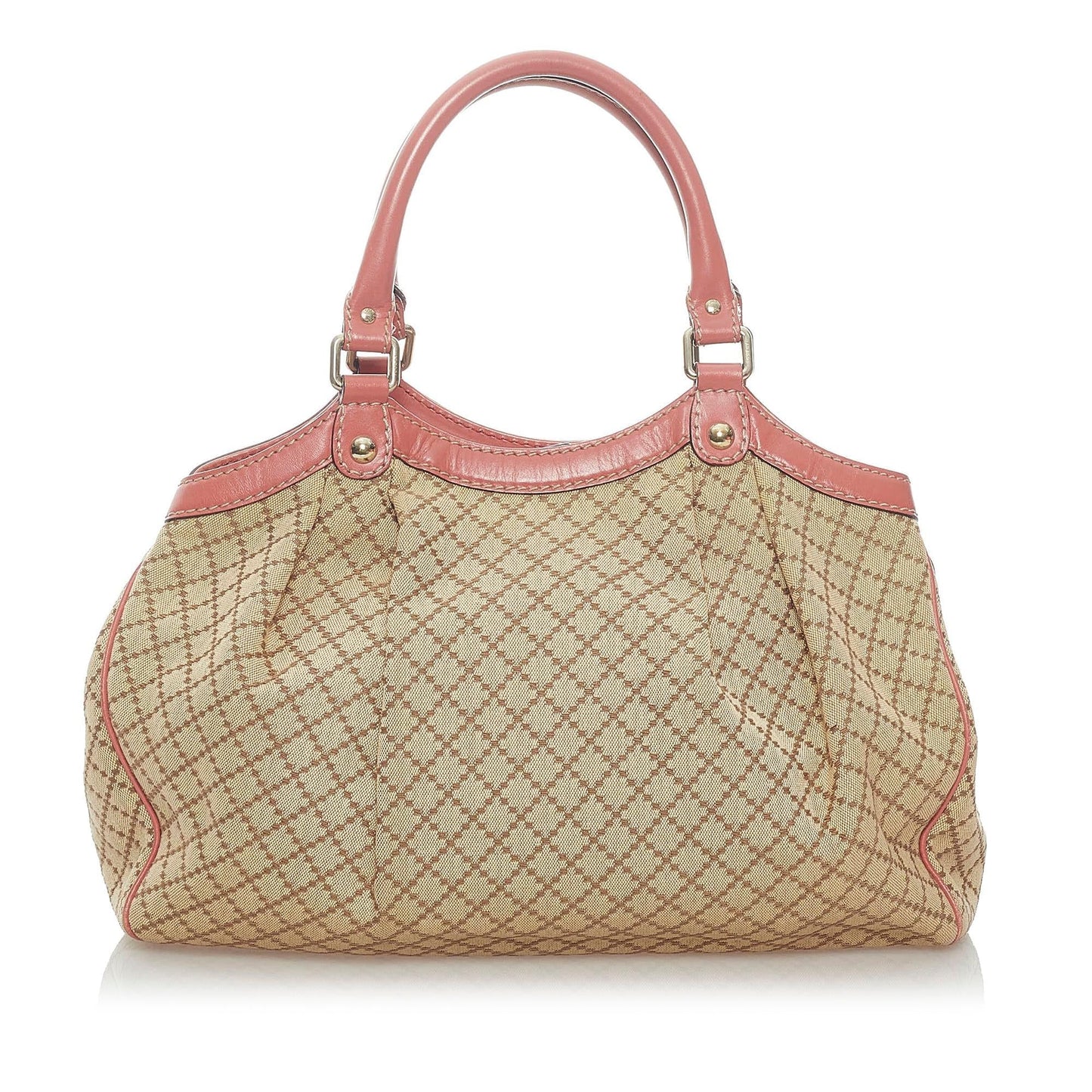 Gucci Diamante Sukey SHG Canvas Brown Pink Tote Bag 4