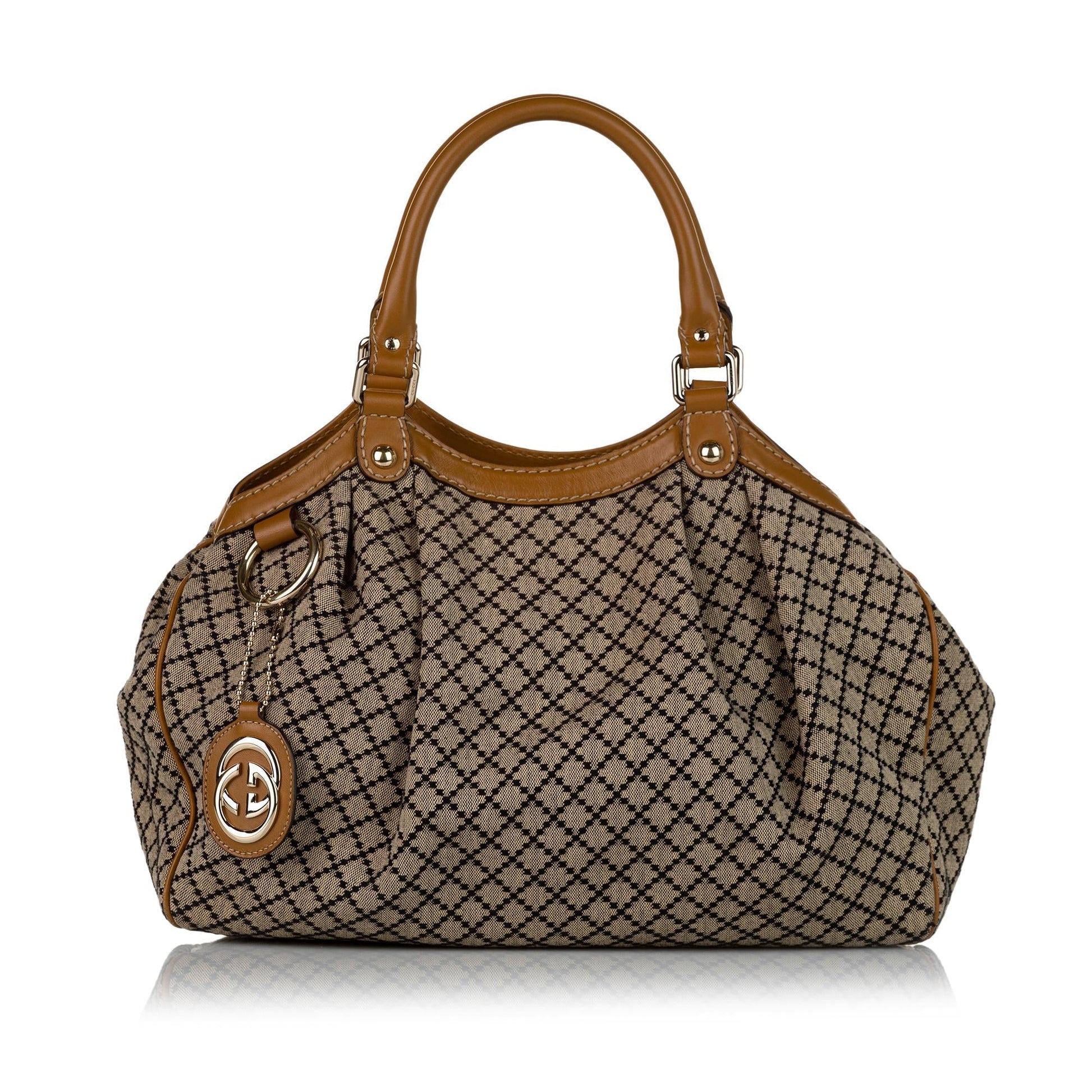 Gucci Diamante Sukey SHG Canvas Brown Tote Bag