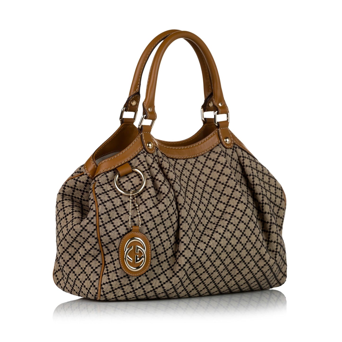Gucci Diamante Sukey SHG Canvas Brown Tote Bag