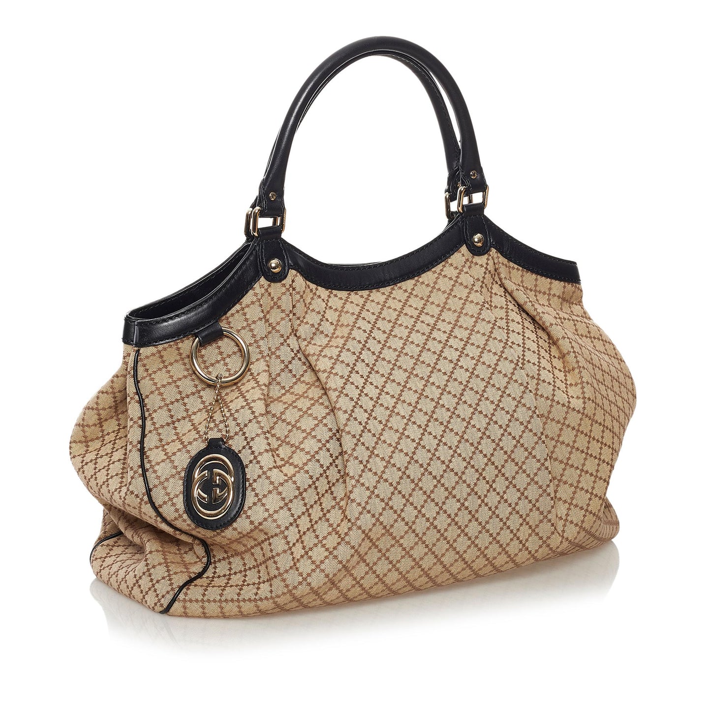 Gucci Diamante Sukey SHG Canvas Black Brown Tote Bag