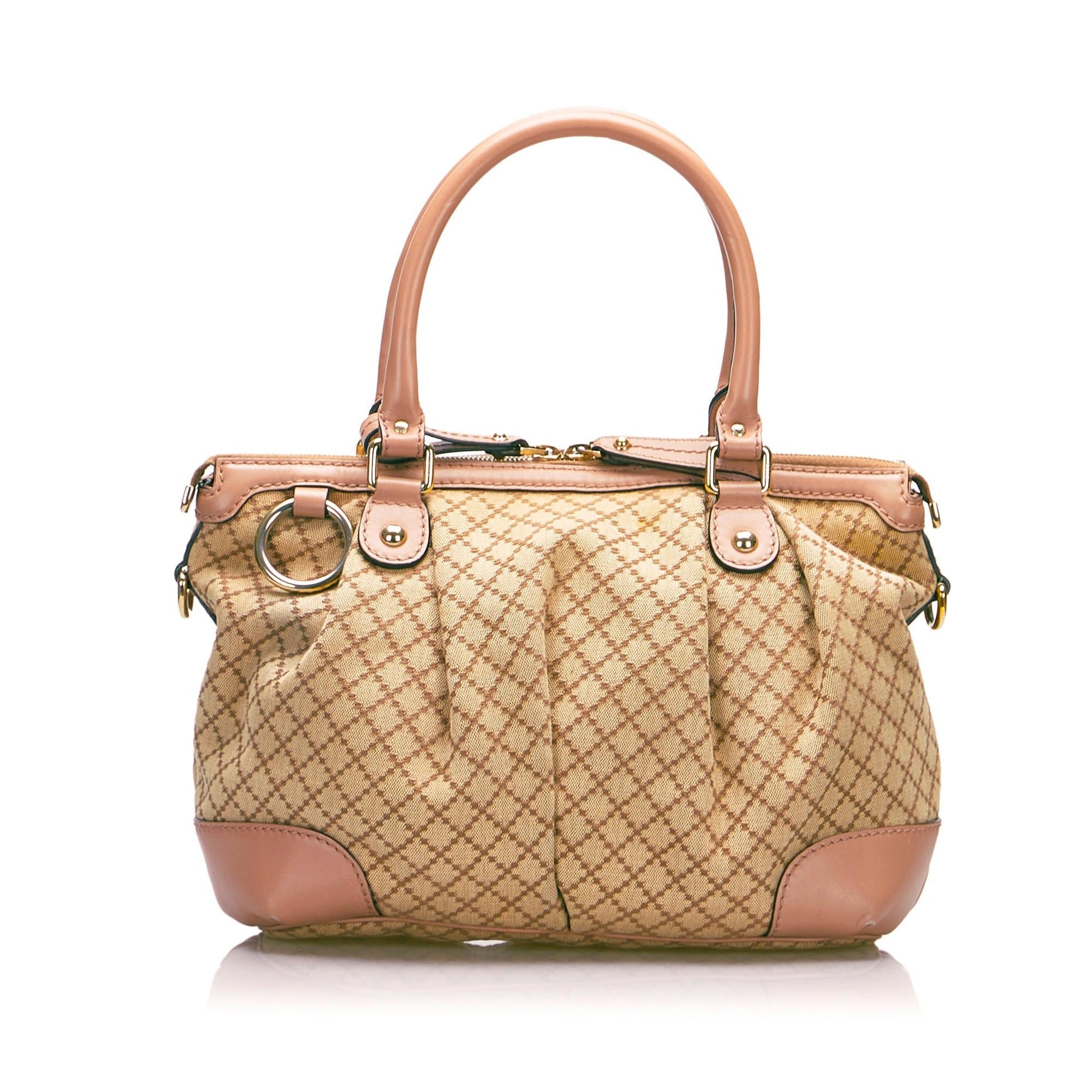 Gucci Diamante Sukey SHG-u1rXKu Canvas Brown Satchel Bag