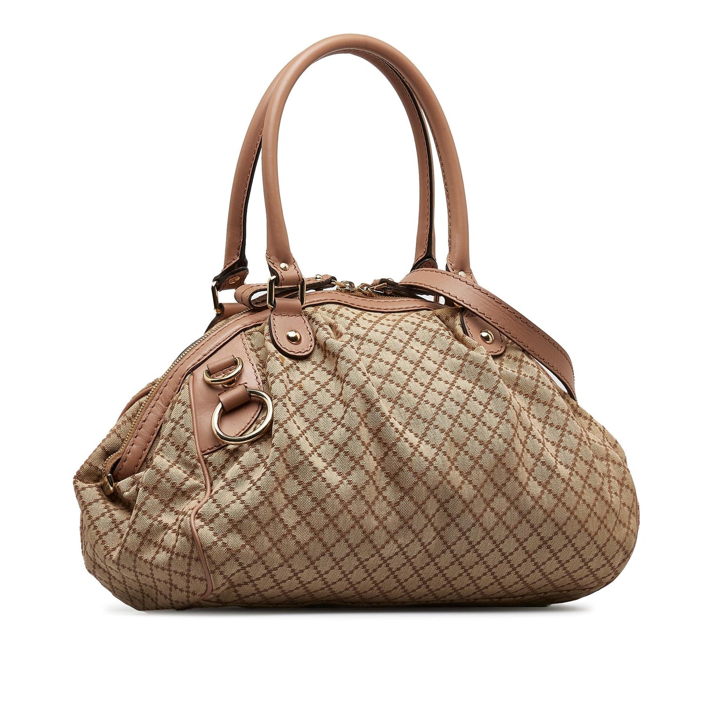 Gucci Diamante Sukey Canvas Brown Satchel Bag Shg Suk32P