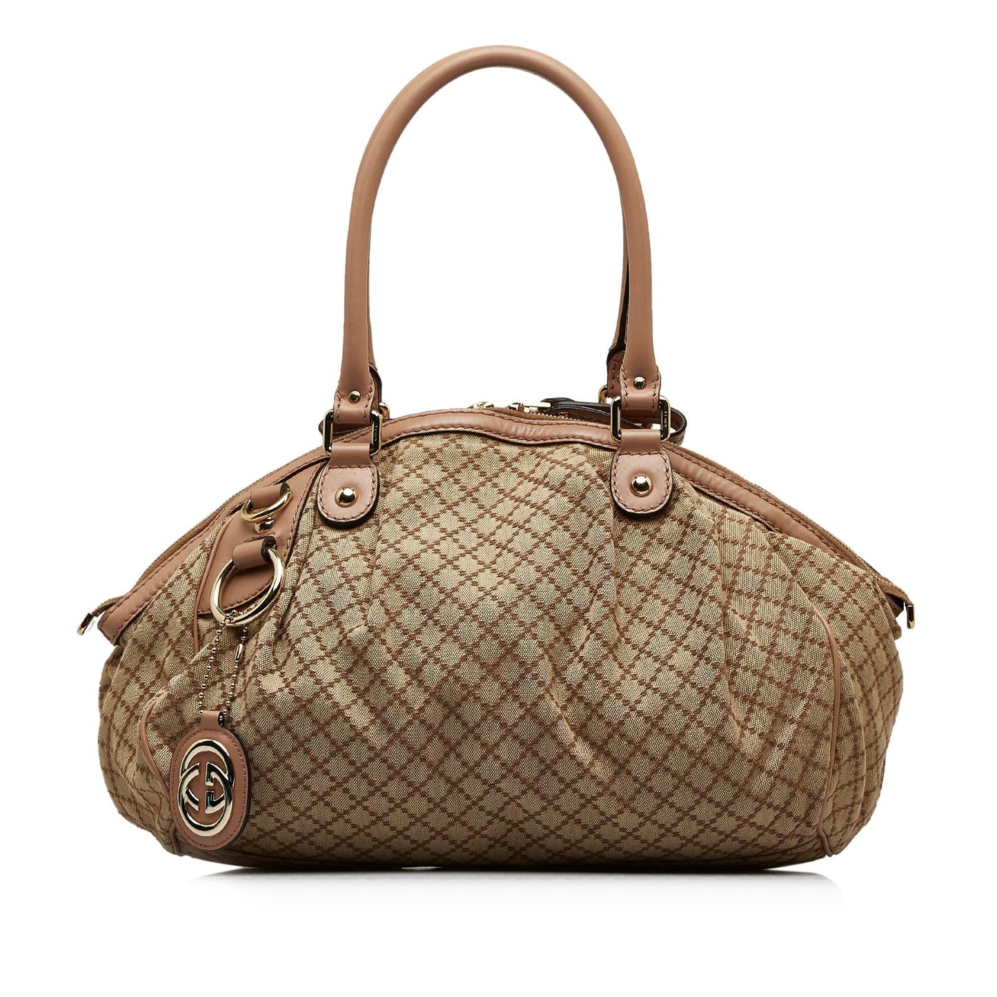 Gucci Diamante Sukey SHG-wozlhP Canvas Brown Satchel Bag