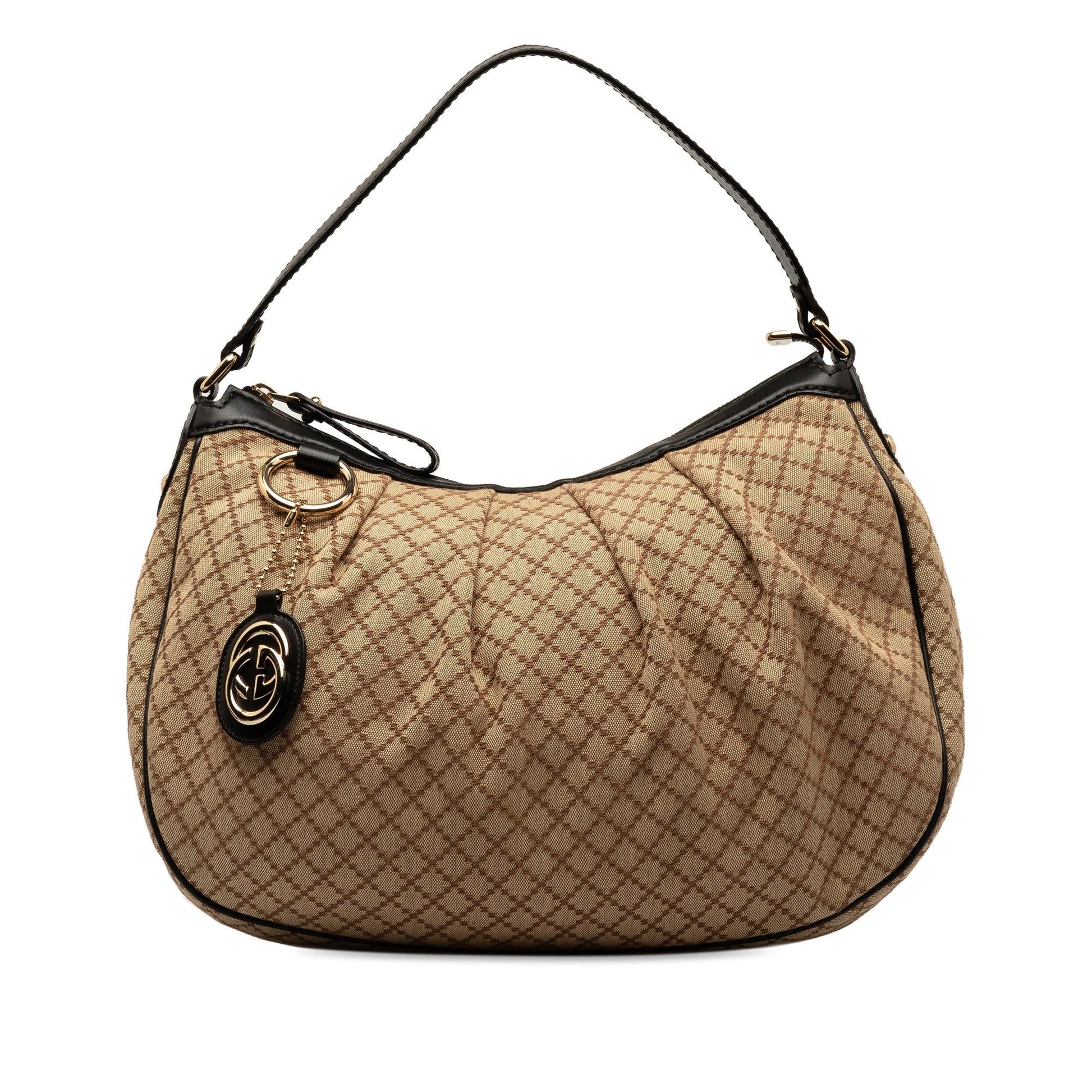 Gucci Diamante Sukey SHG-ama5i5 Canvas Calf Brown Shoulder Bag