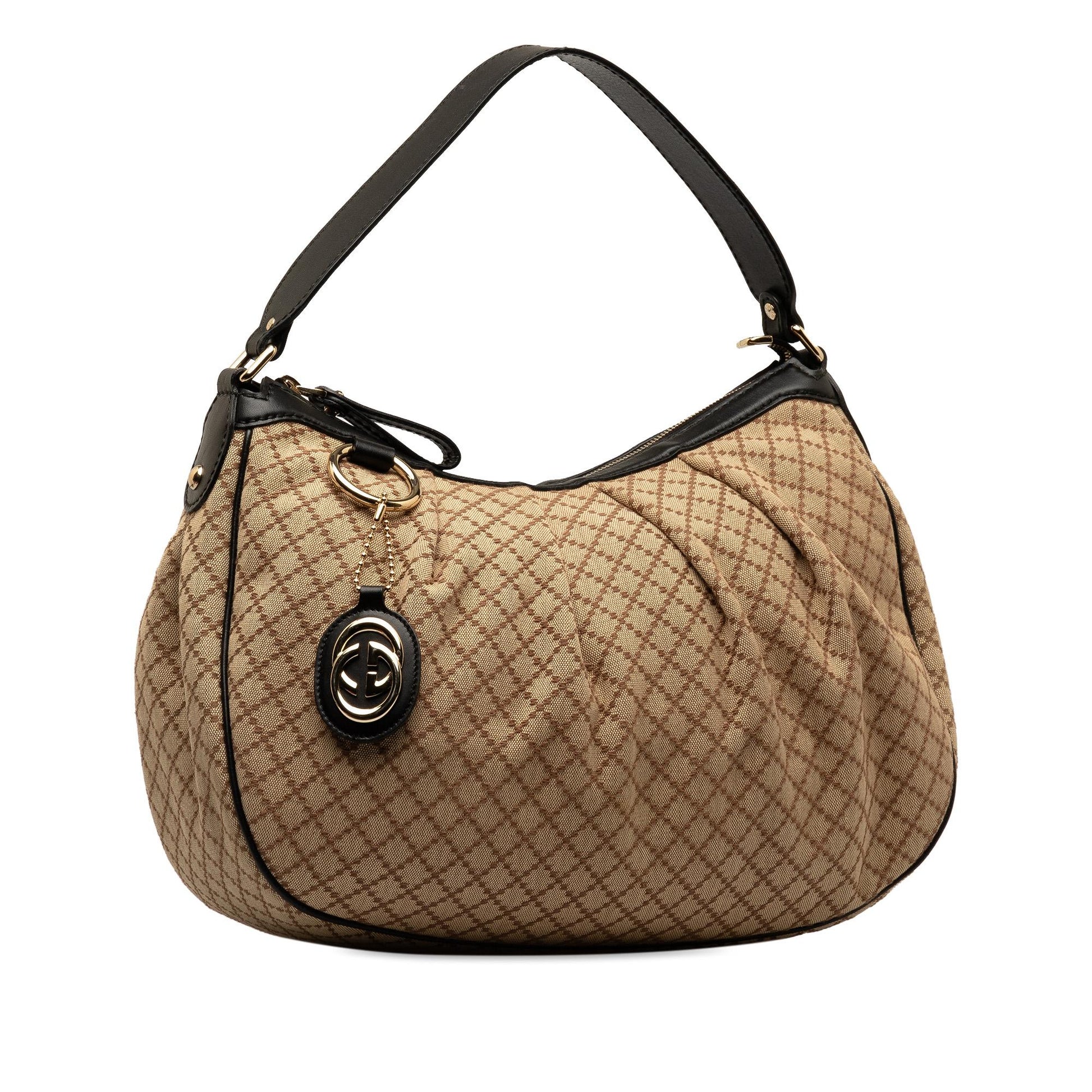 Gucci Diamante Sukey SHG-ama5i5 Canvas Calf Brown Shoulder Bag