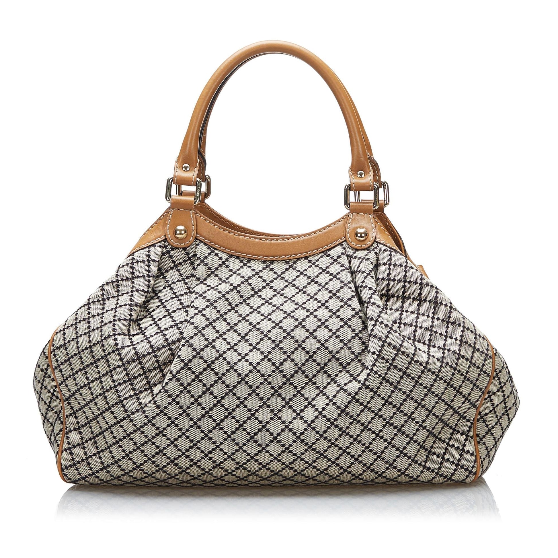 Gucci Diamante Sukey SHG-uk9MnK Canvas Calf Brown Tote Bag