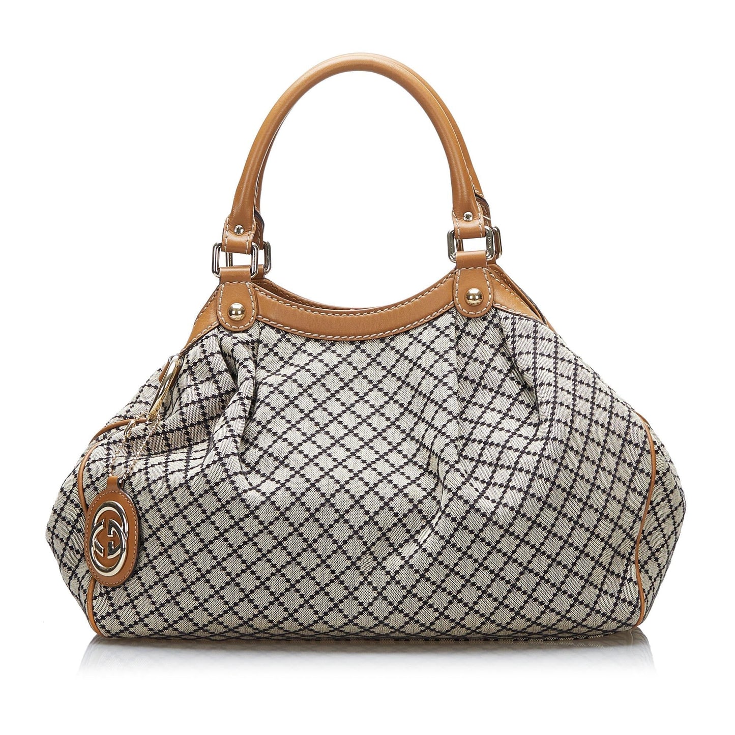 Gucci Diamante Sukey SHG-uk9MnK Canvas Calf Brown Tote Bag