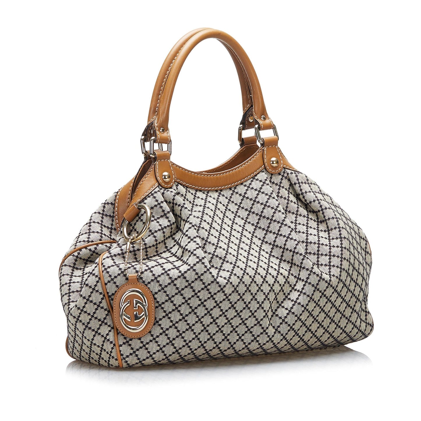 Gucci Diamante Sukey SHG-uk9MnK Canvas Calf Brown Tote Bag