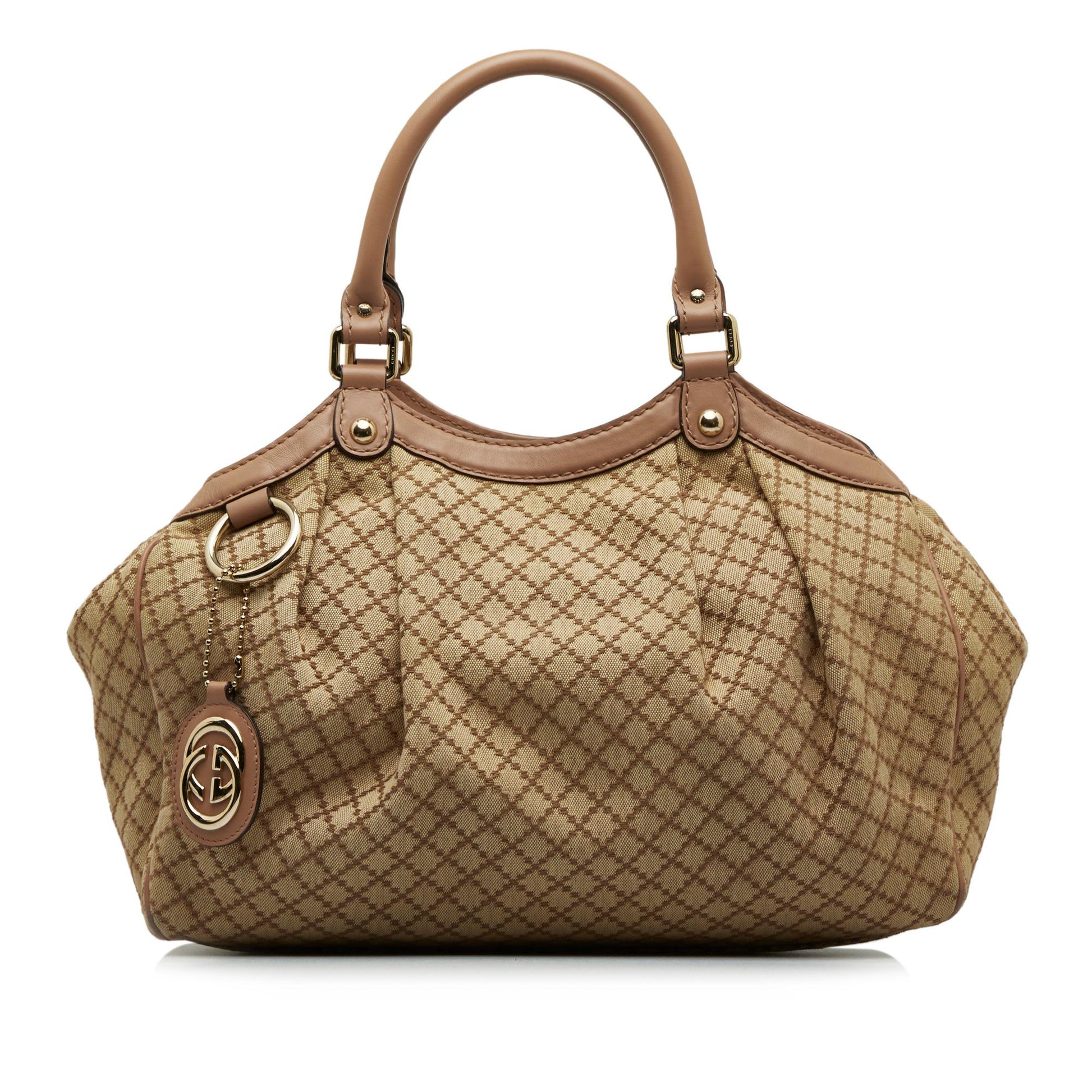 Gucci Diamante Sukey SHG-X85dF7 Canvas Calf Brown Tote Bag