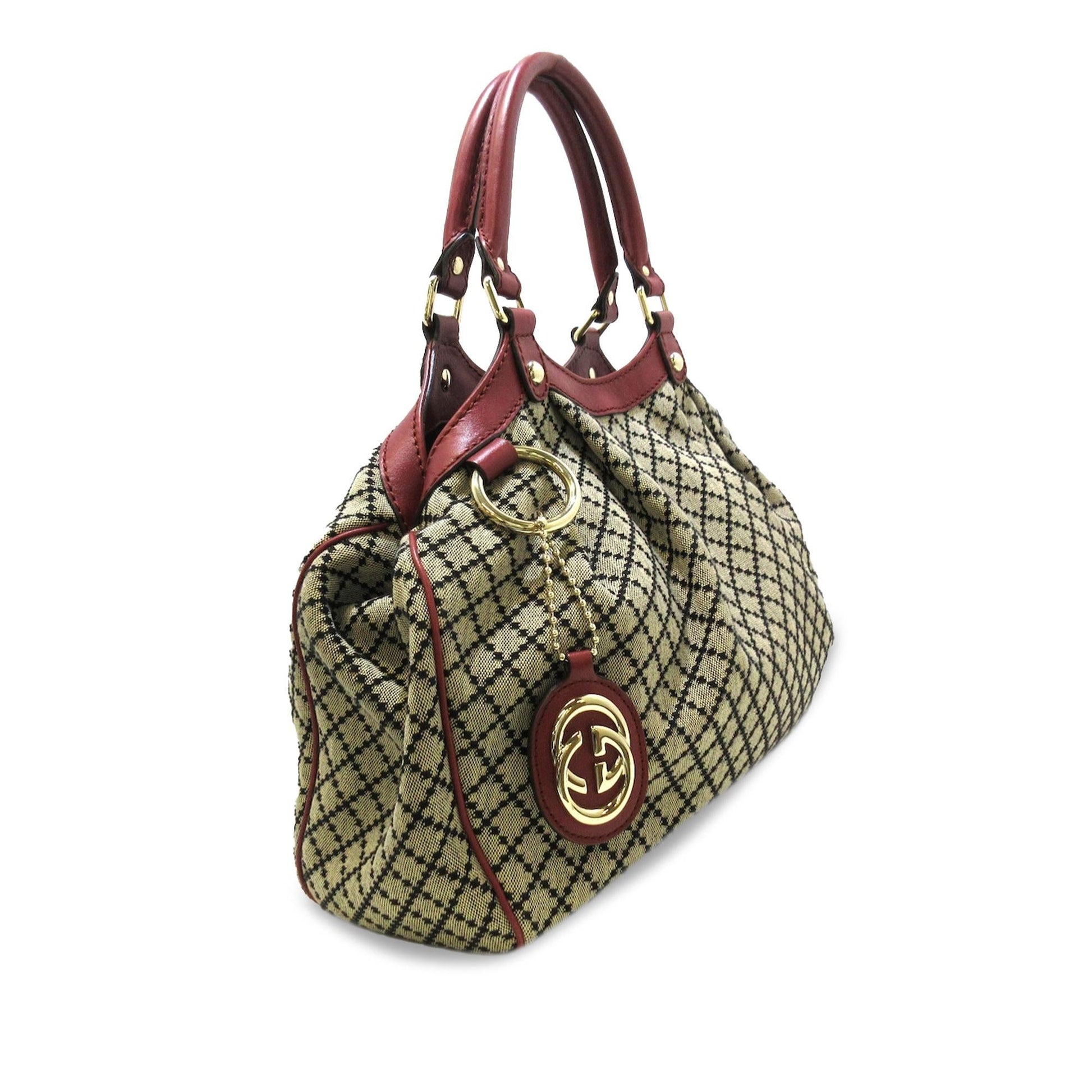 Gucci Diamante Sukey SHG-xsUEnX Canvas Calf Brown Tote Bag