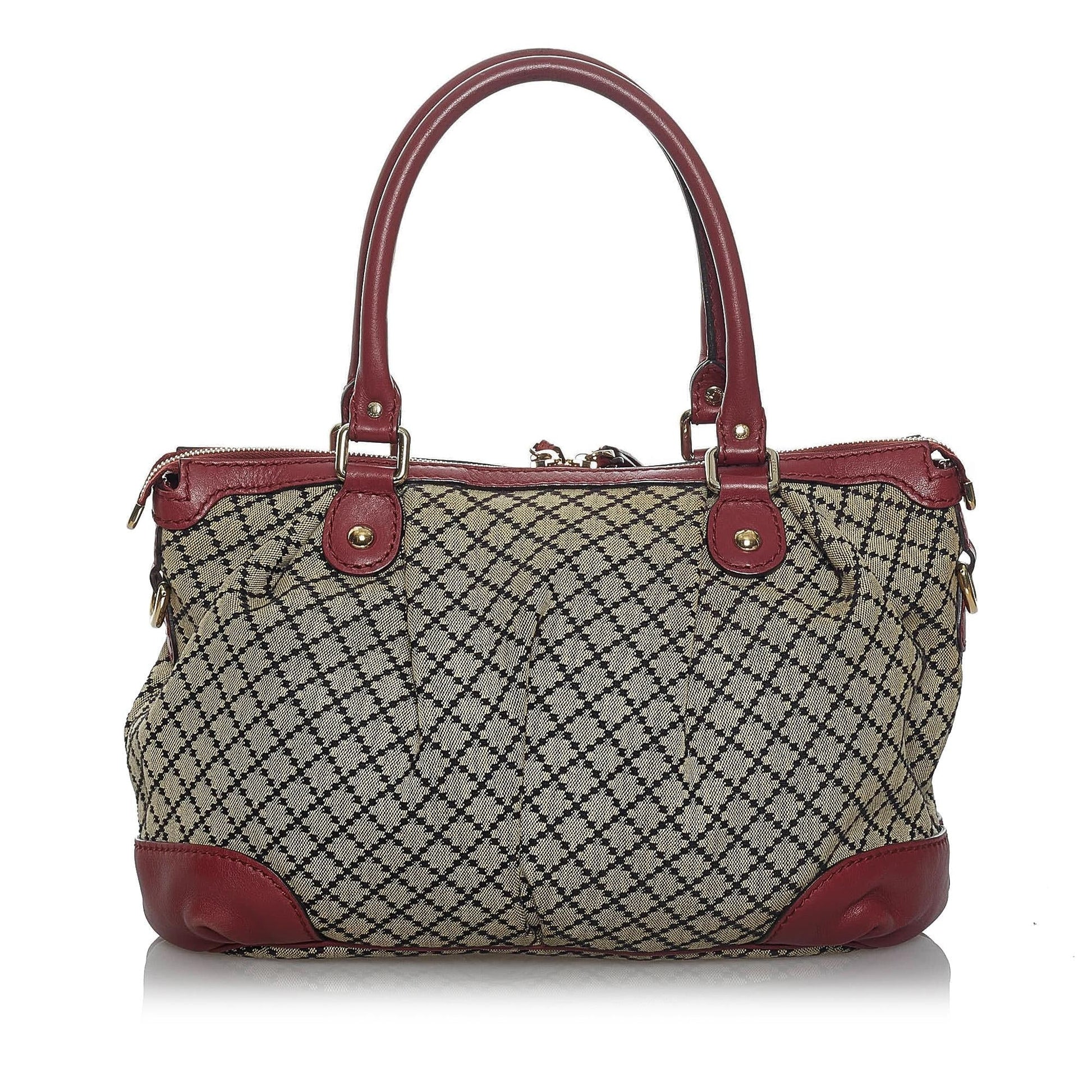 Gucci Diamante Sukey SHG Canvas Grey Satchel Bag