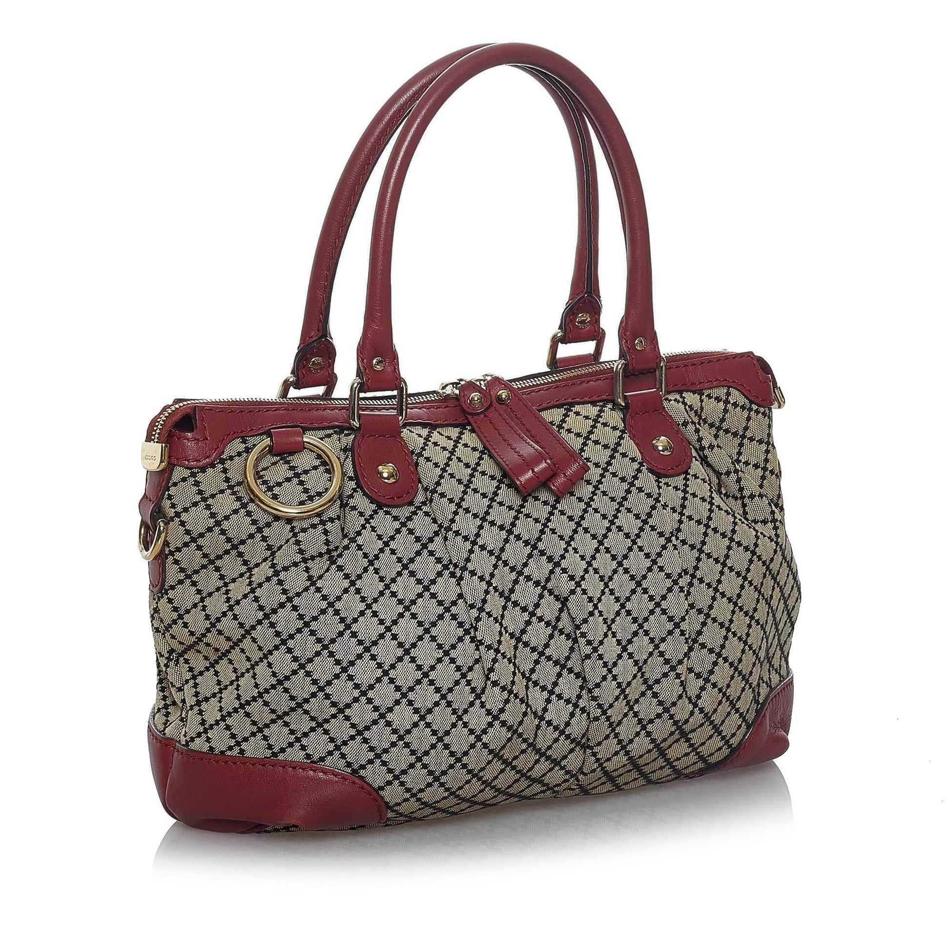 Gucci Diamante Sukey SHG Canvas Grey Satchel Bag