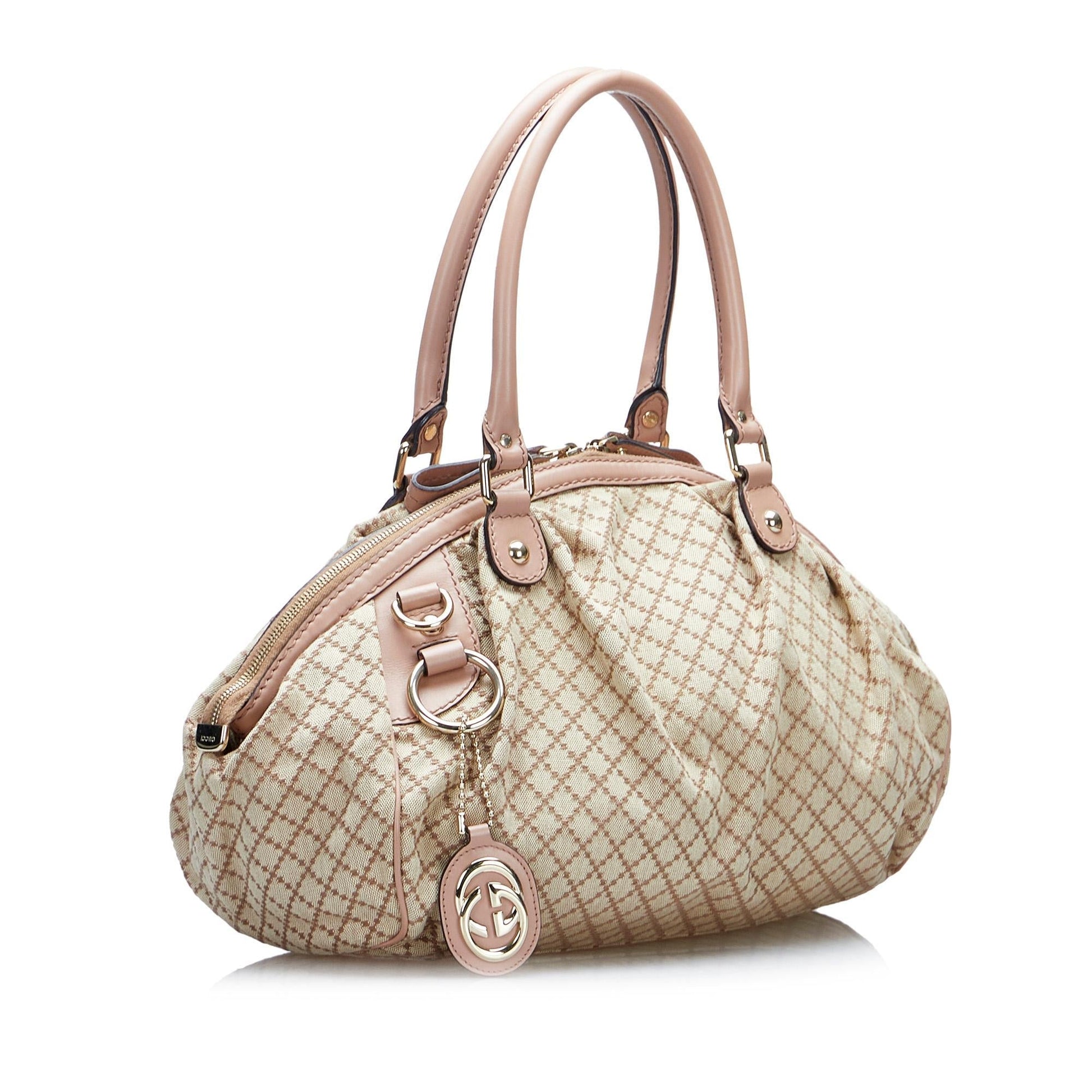 Gucci Diamante Sukey SHG-rusUAN Canvas Brown Satchel Bag