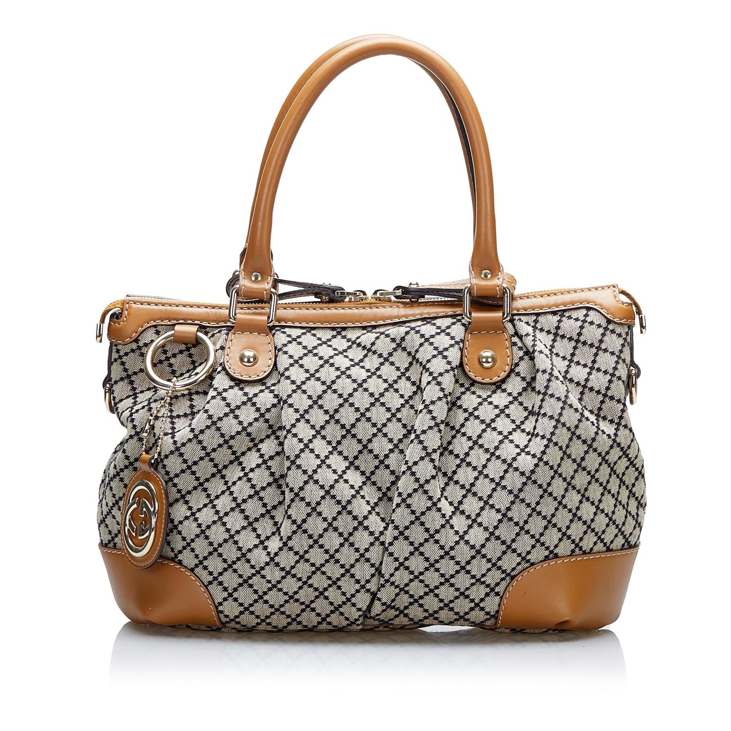 Gucci Diamante Sukey SHG-UO7EVU Canvas Brown Satchel Bag