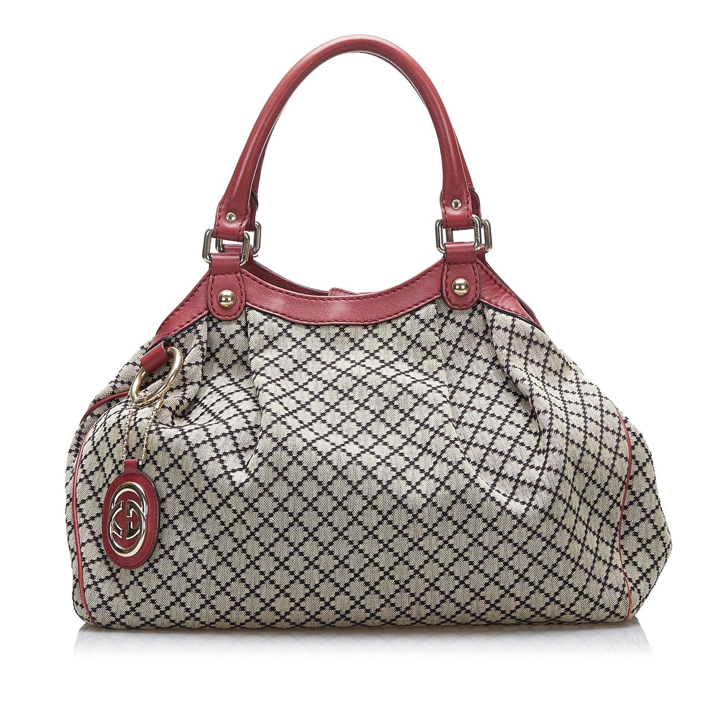 Gucci Diamante Sukey SHG-VPaOdK Canvas Calf Brown Red Shoulder Bag