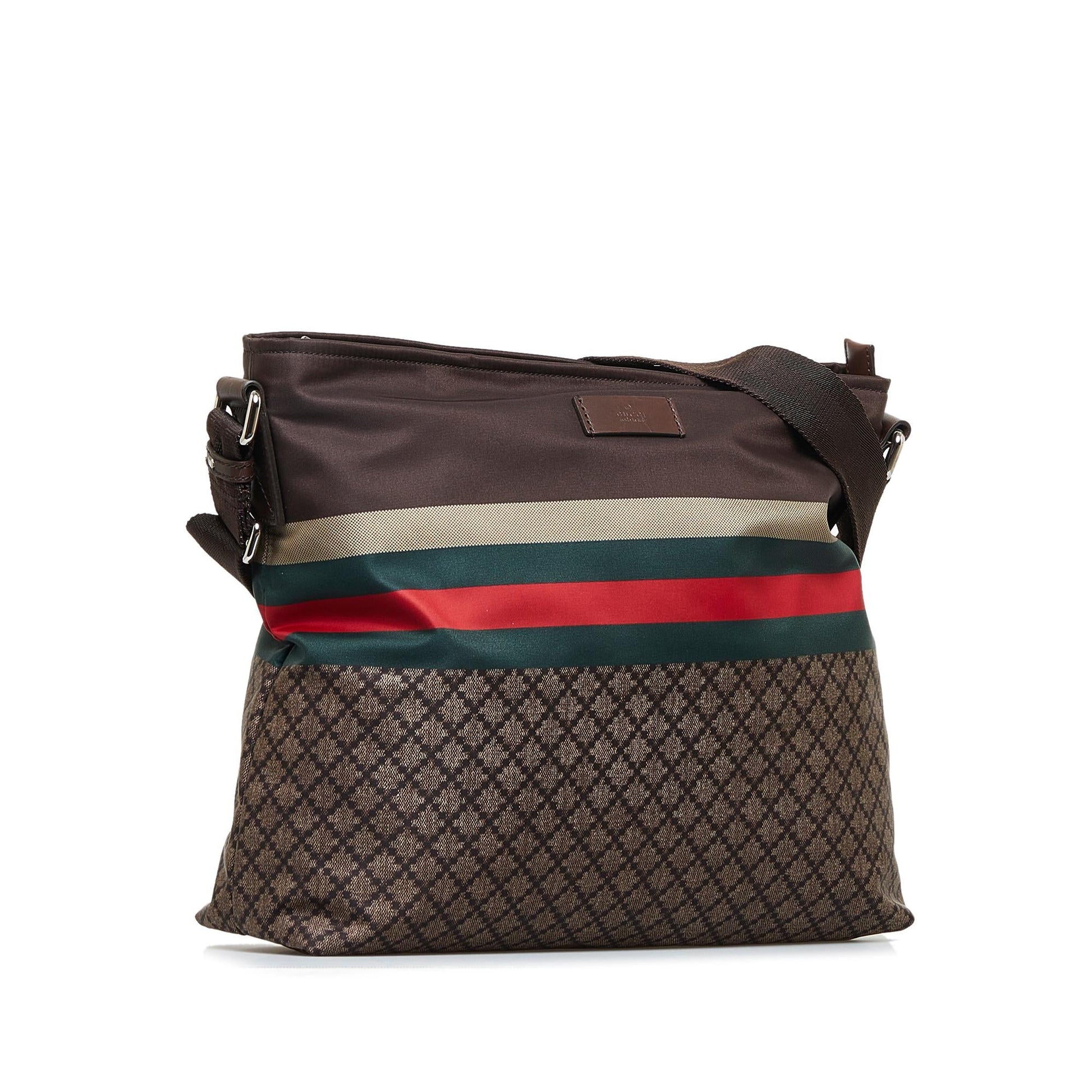 Gucci Diamante Web SHG-RrkAD5 Nylon Brown Crossbody Bag