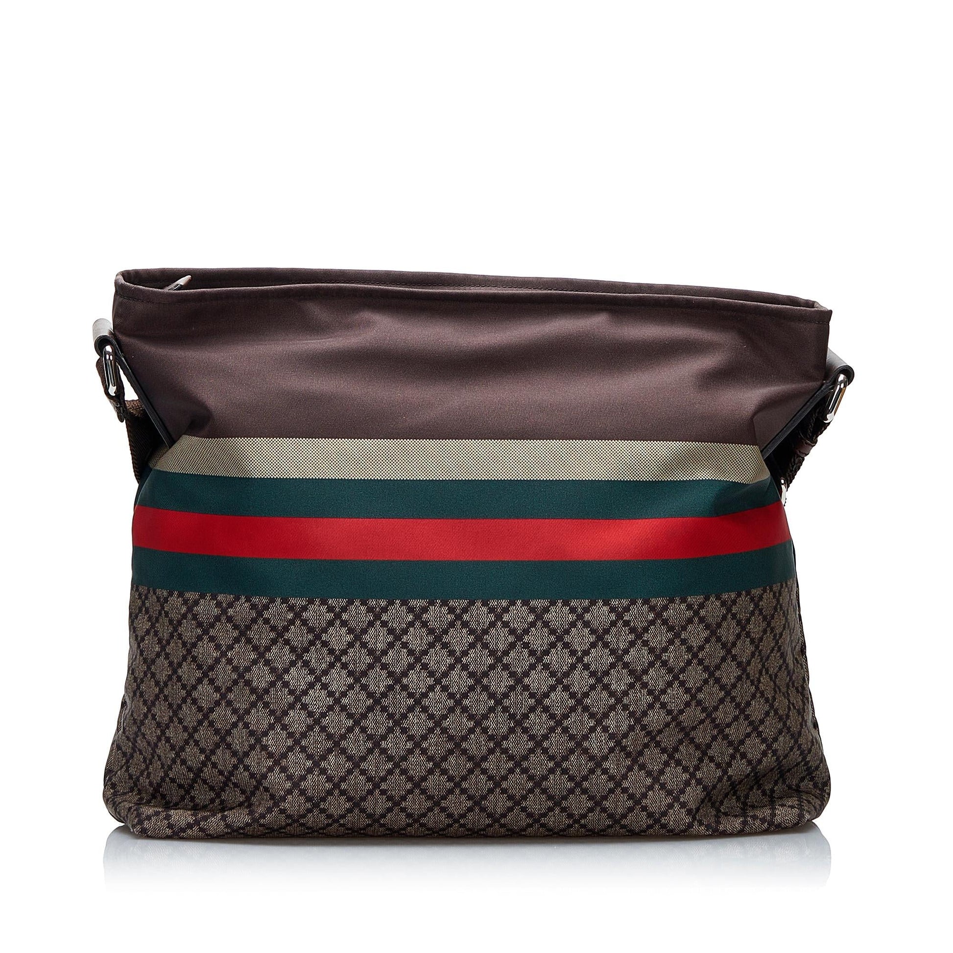 Gucci Diamante Web SHG-Yo8KPz Nylon Brown Crossbody Bag