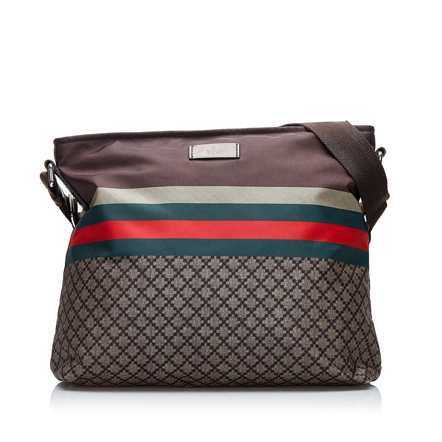 Gucci Diamante Web SHG-Yo8KPz Nylon Brown Crossbody Bag