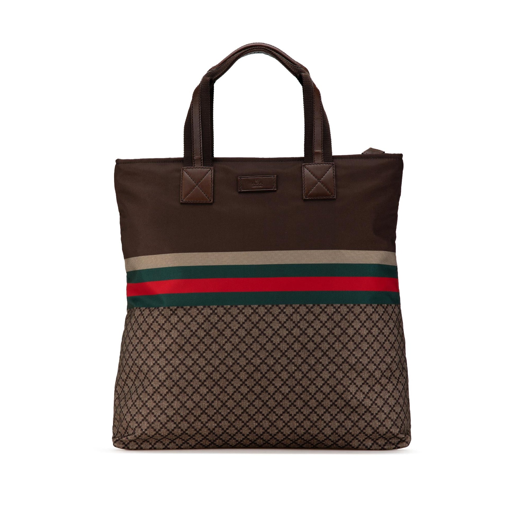Gucci Diamante Web SHG-HrFLNN Nylon Brown Tote Bag