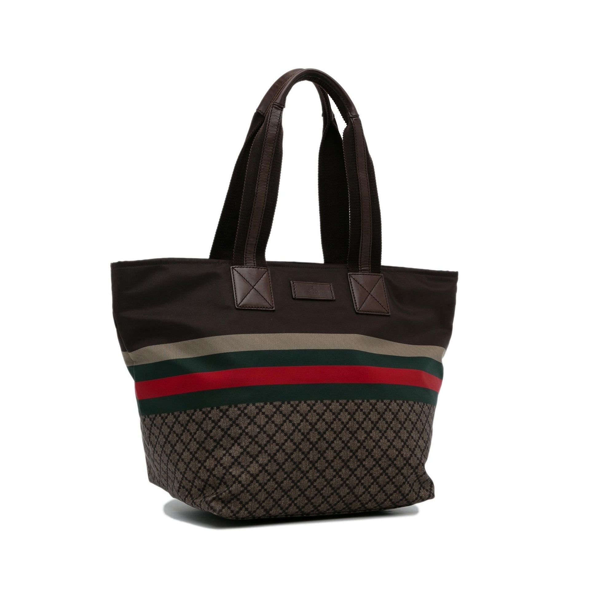 Gucci Diamante Web SHG-as3KWK Canvas Nylon Brown Tote Bag