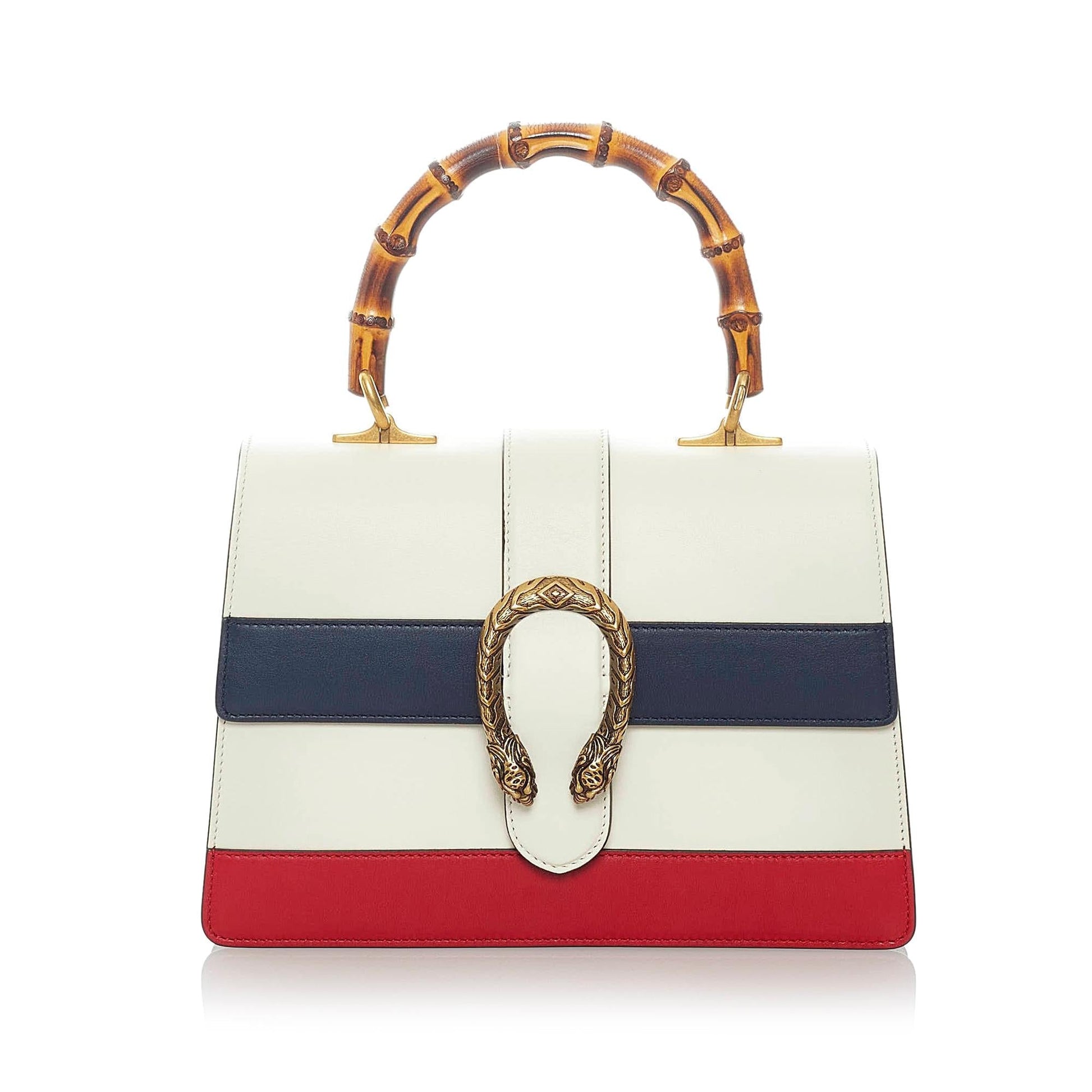 Gucci Dionysus Bamboo SHG Leather Calf White Top Handle Satchel Bag