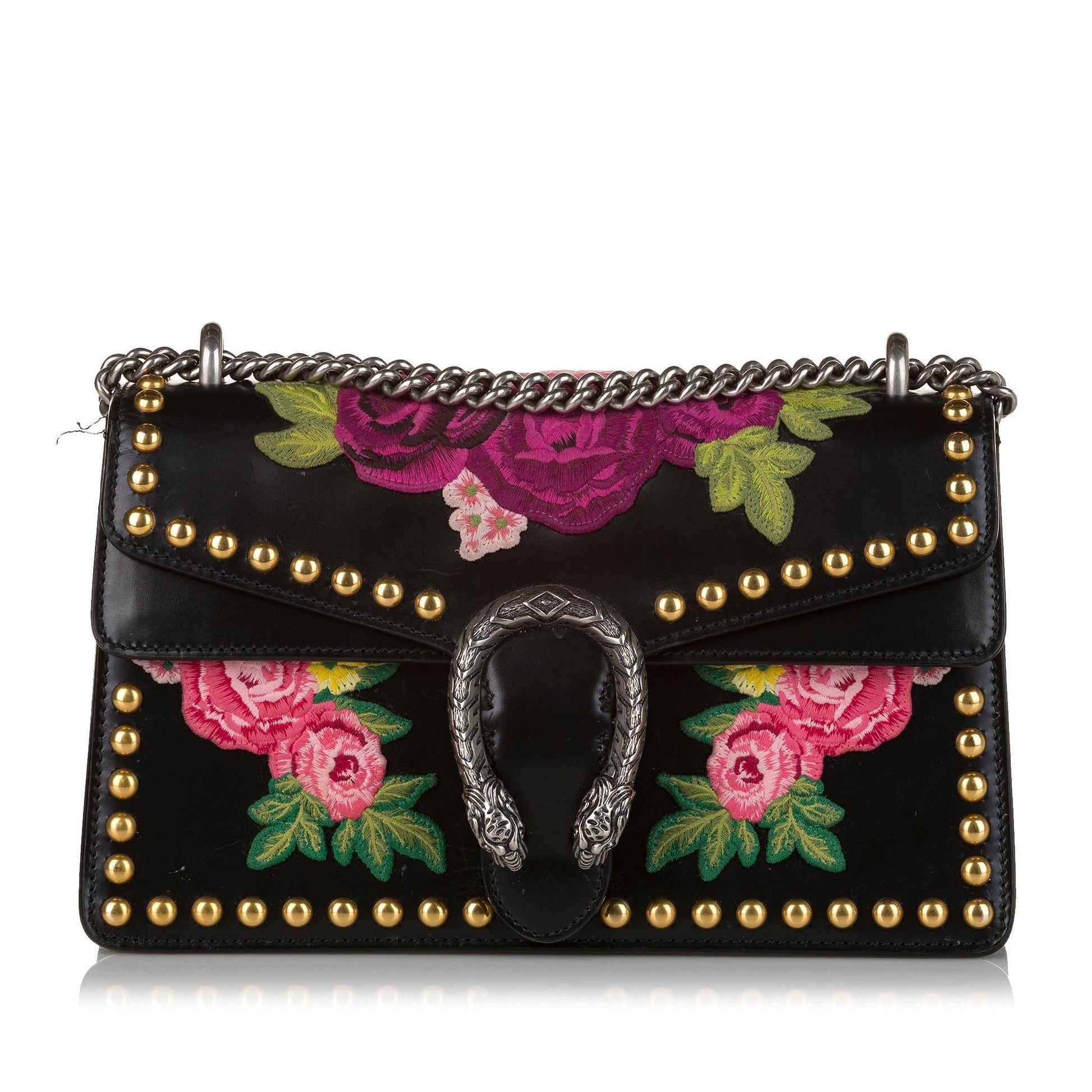 Gucci Dionysus Embroidered Studded SHG Calf Black Shoulder Bag