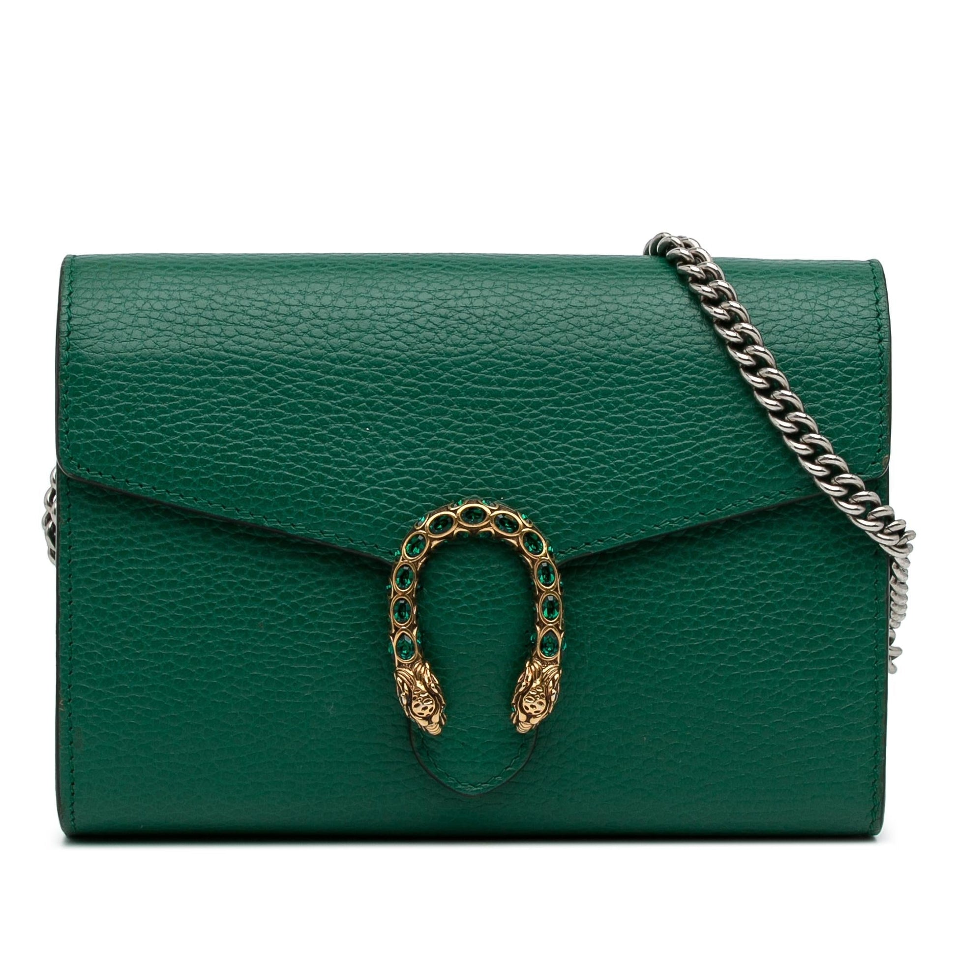 Gucci Dionysus Wallet On SHG-t5LTYi Calf Green Chain Crossbody Bag