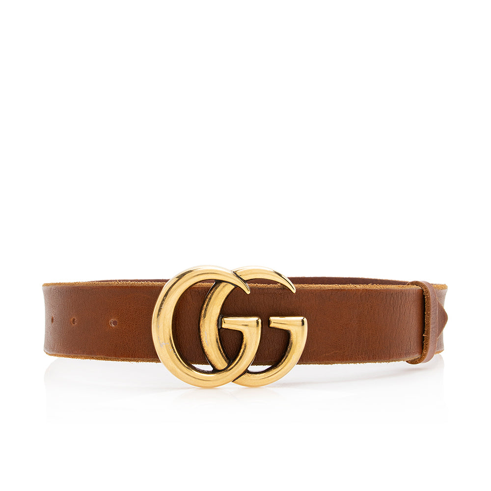 Gucci Distressed GG Marmont Belt - Leather Brown Accessory 70 Shf
