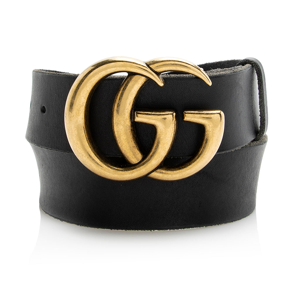 Gucci Distressed GG Marmont Belt - Leather Black Accessory