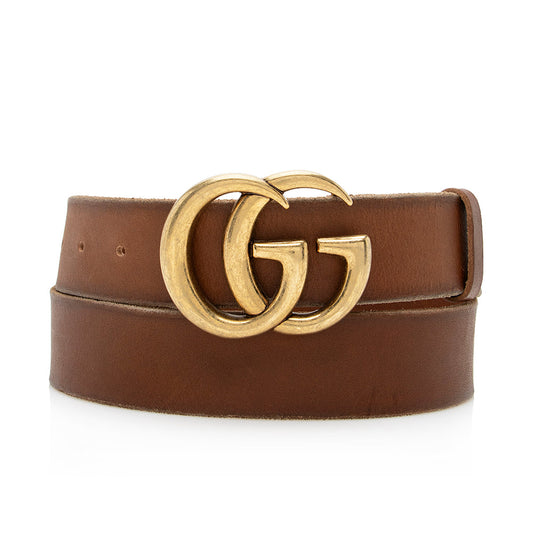 Gucci Distressed GG Marmont Belt - Leather Brown Accessory 95 Shf