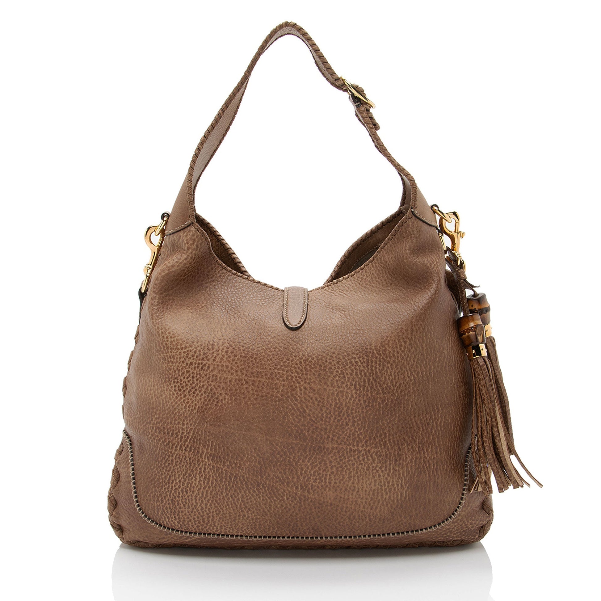 Gucci Distressed New Jackie Leather Large Shoulder Bag