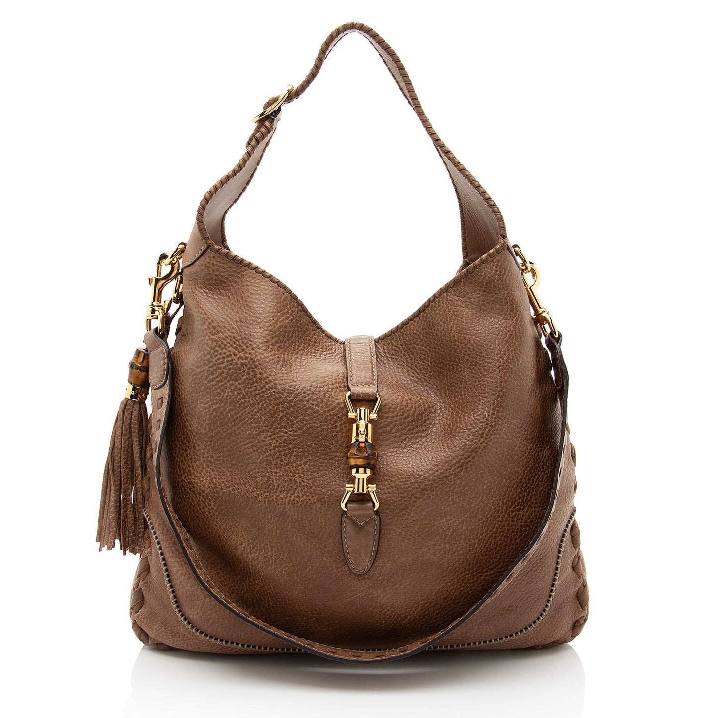 Gucci Distressed New Jackie Leather Large Shoulder Bag