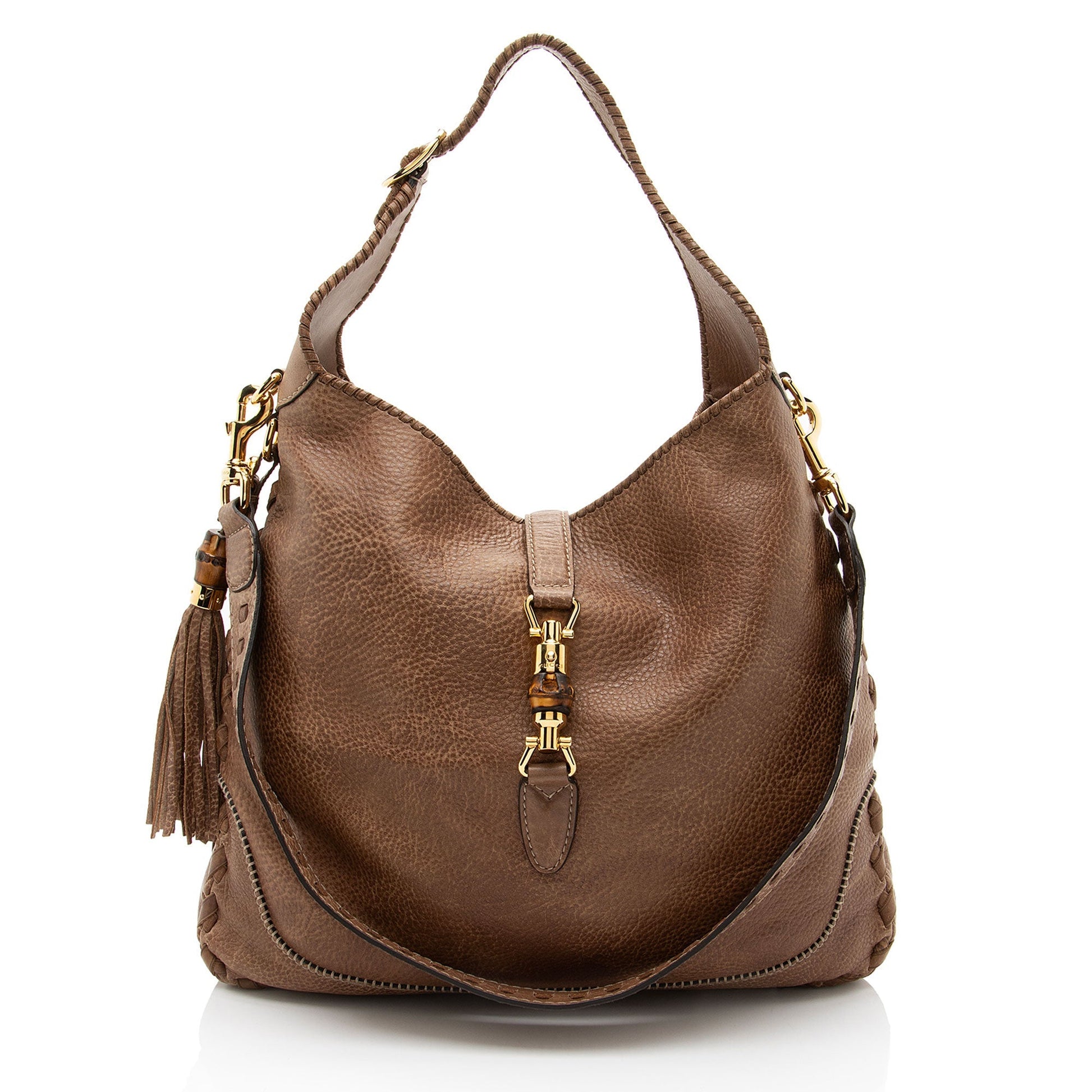 Gucci Distressed New Jackie Leather Large Shoulder Bag