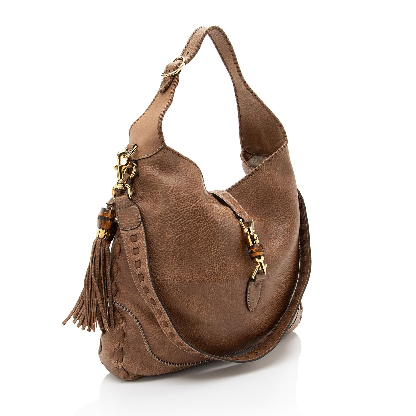 Gucci Distressed New Jackie Leather Large Shoulder Bag
