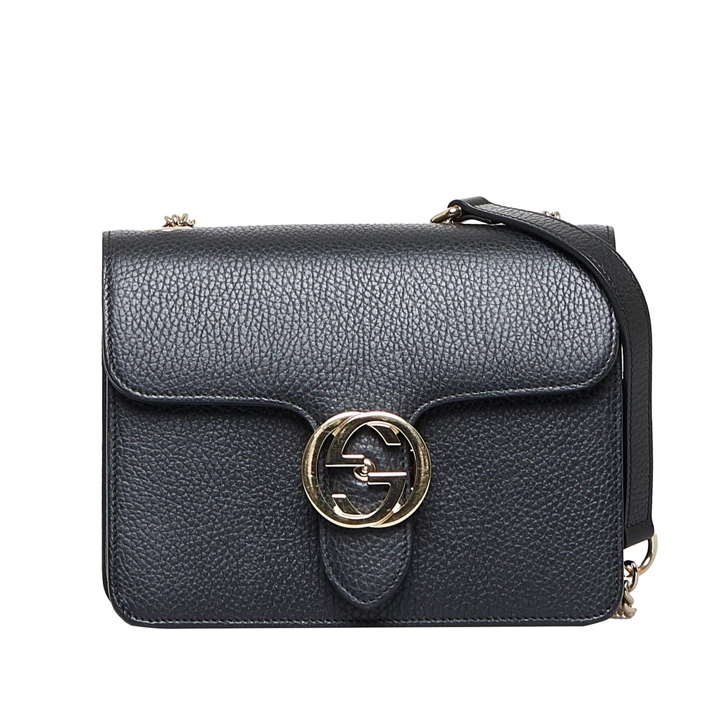 Gucci Dollar Interlocking G SHG-WefOJS Calf Black Crossbody Bag