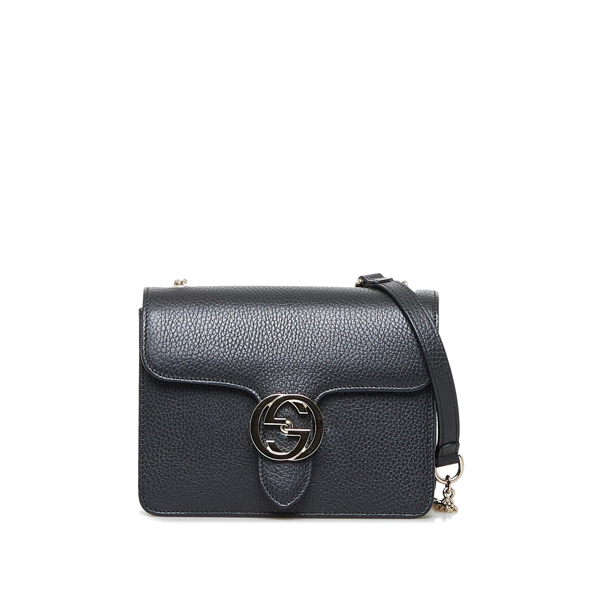 Gucci Dollar Interlocking G SHG-av4X4R Calf Black Crossbody Bag